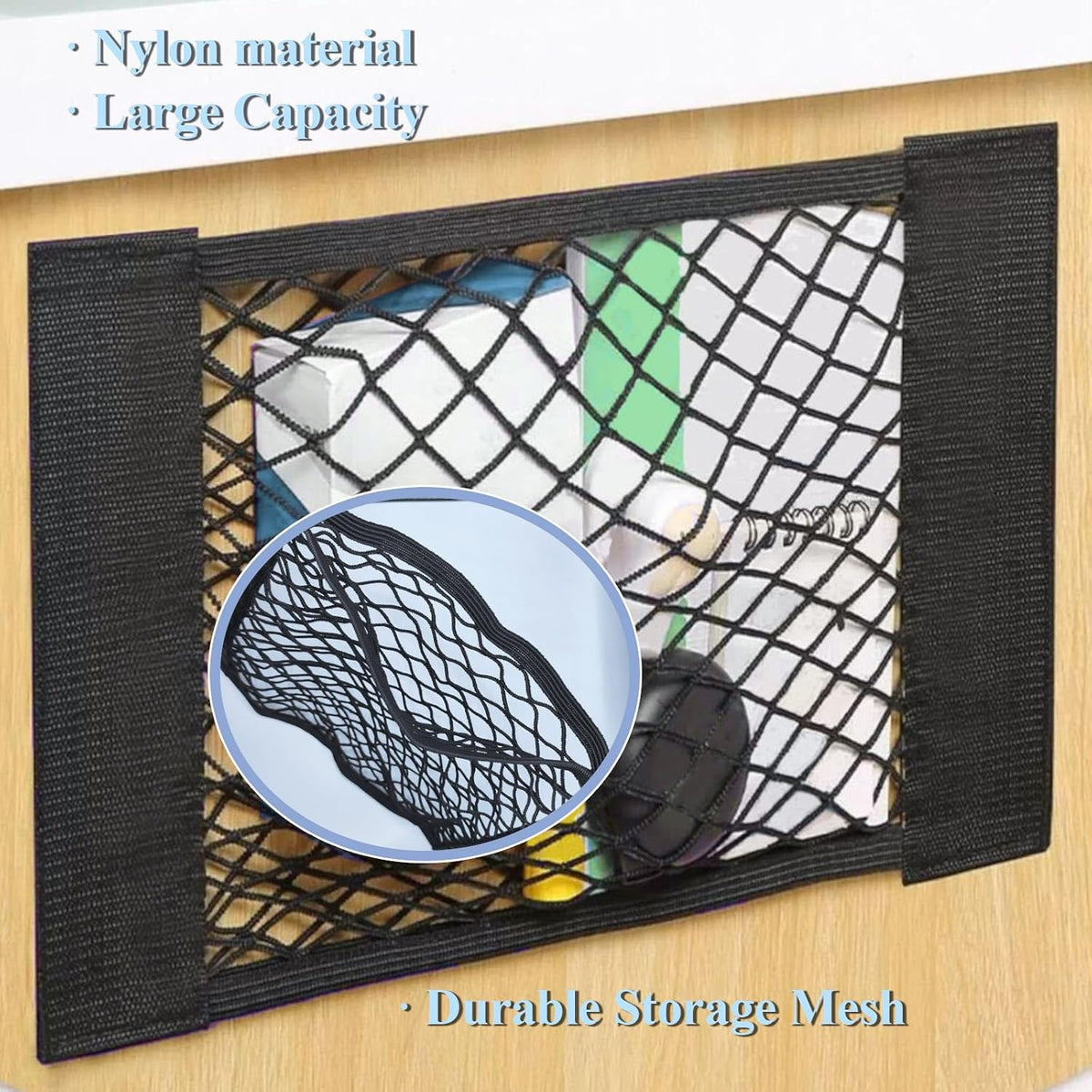 4 PCS RV Cargo Storage Mesh Net, Universal Car Storage Net Pockets, Elastic Stretchable Netting Pocket for SUV, Truck,RV, Camper (4)