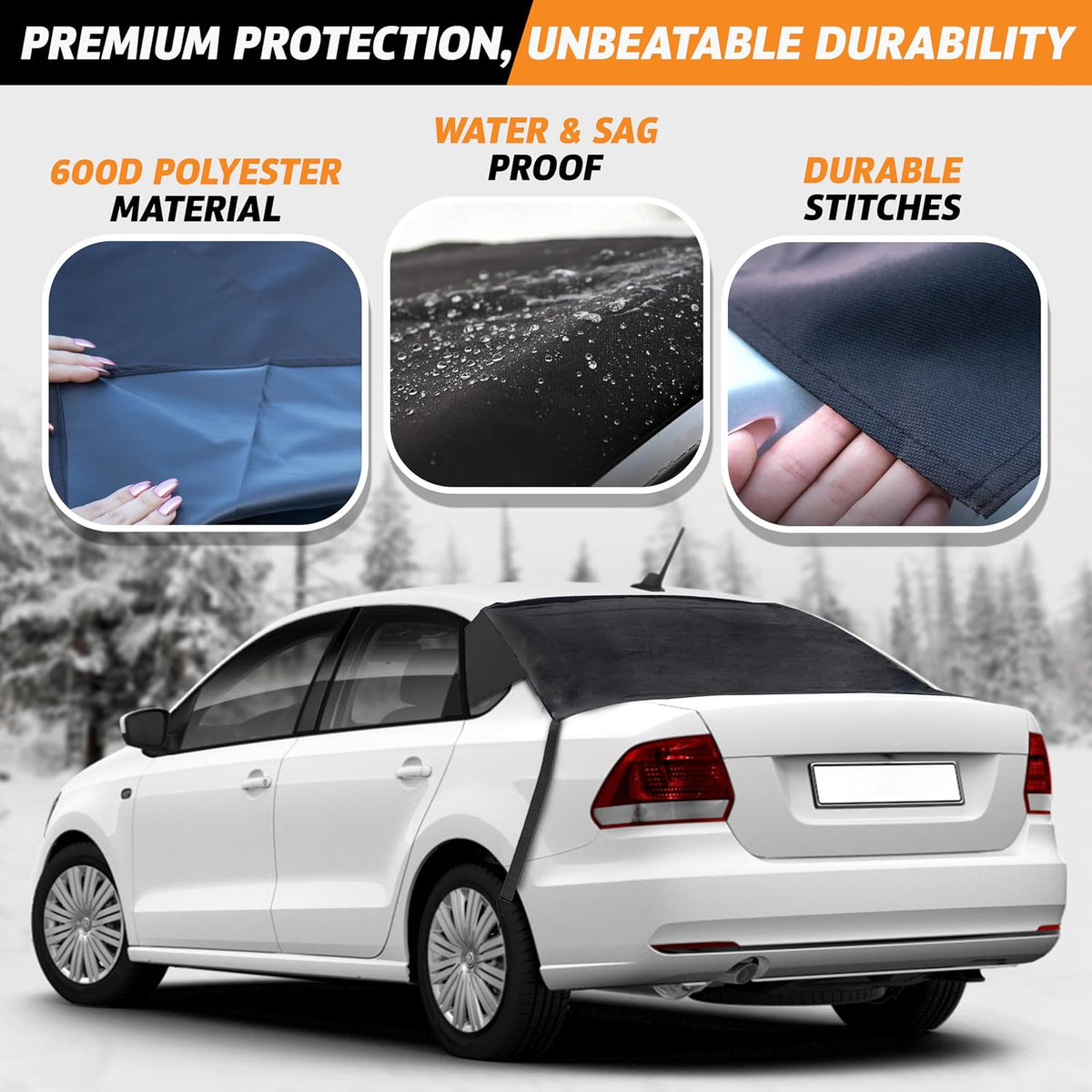EcoNour Rear Windshield Cover for Ice and Snow | Car Back Window Snow Cover