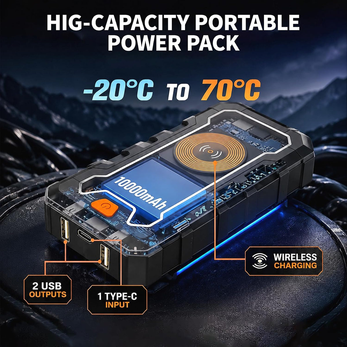 CROS 12V 3500A Portable Jump Starter with Wireless Charger