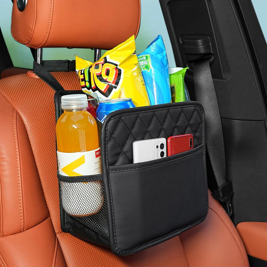 FrgKbTm 2Pack Car Seat Back Organizer, Waterproof Car Backseat Organizer with Cup Holders Large Capacity Hanging Car Storage Bag for Phones Documents Cups Bottle Travel Compatible with Most Vehicles