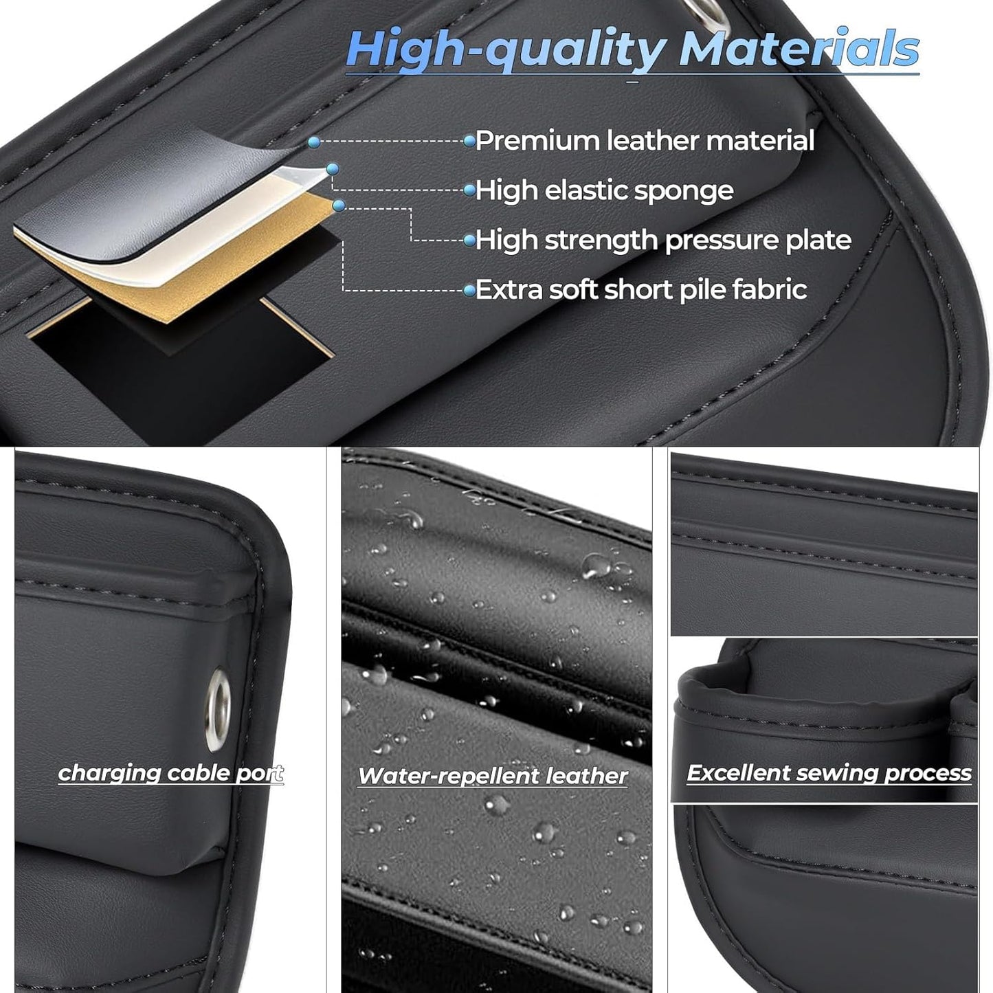 Anti-Drop Car Seat Gap Filler Organizer, Premium Leather Console Organizer, Easy Access to Phone/Keys, Universal Fit for Car SUV Truck Multi-Purpose Essentials Organizer(2PC)