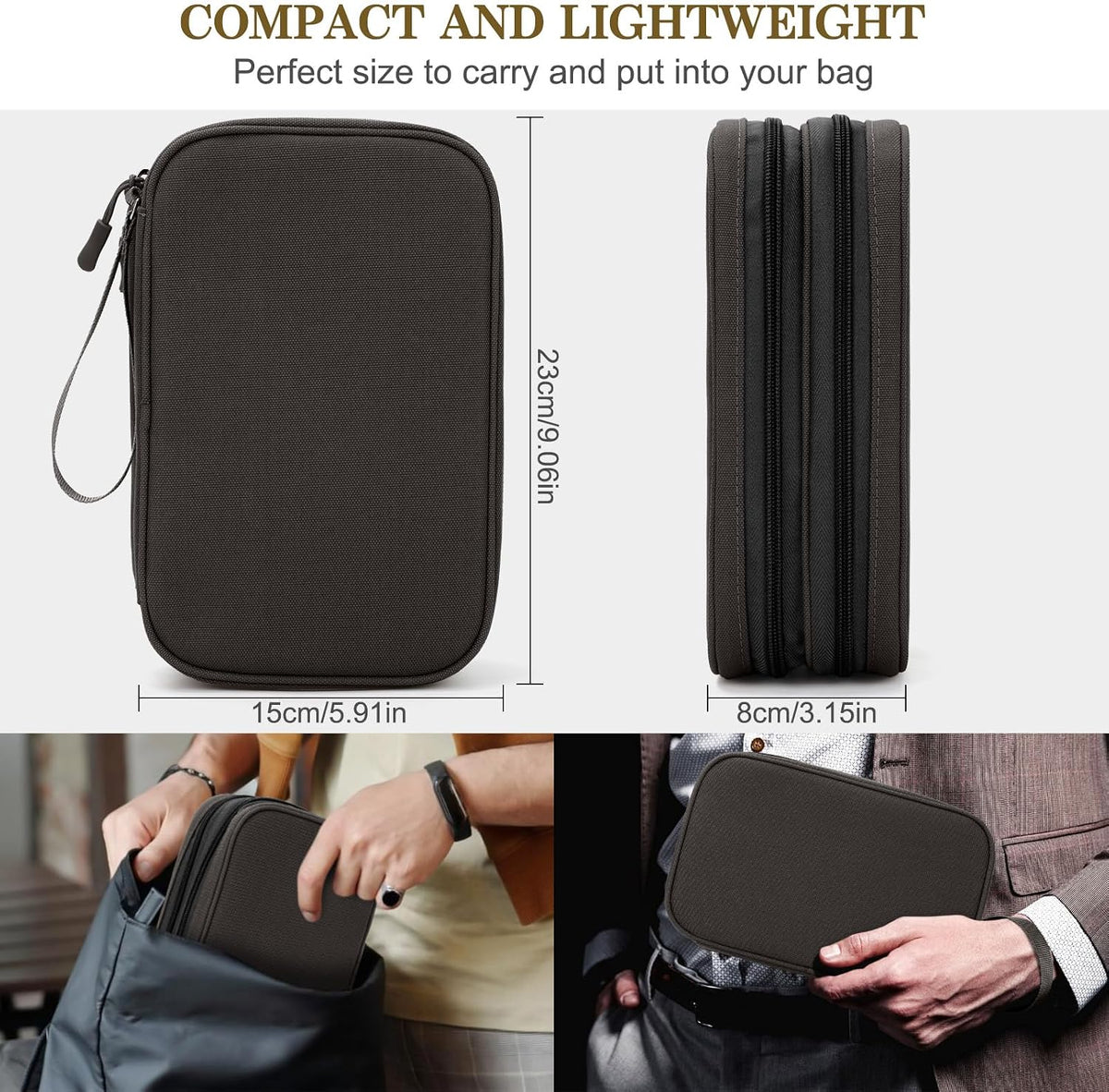 FYY Electronic Organizer, Travel Tech Pouch Bag, Large, Coffee