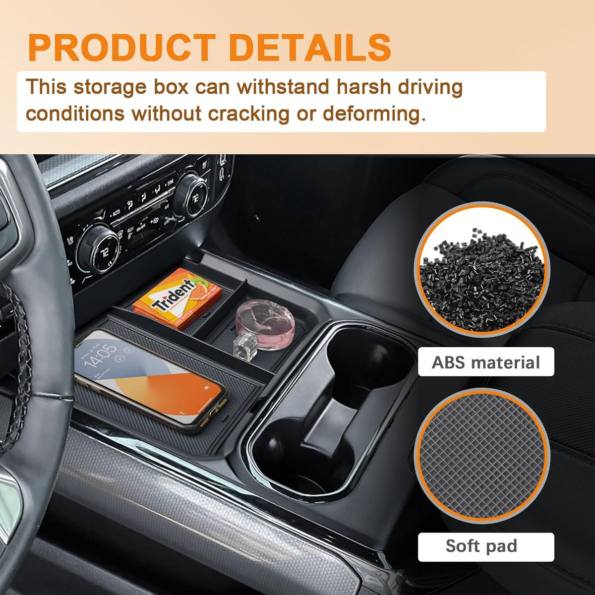 Front Center Console Organizer Tray for Chevy Silverado 2500HD/3500HD