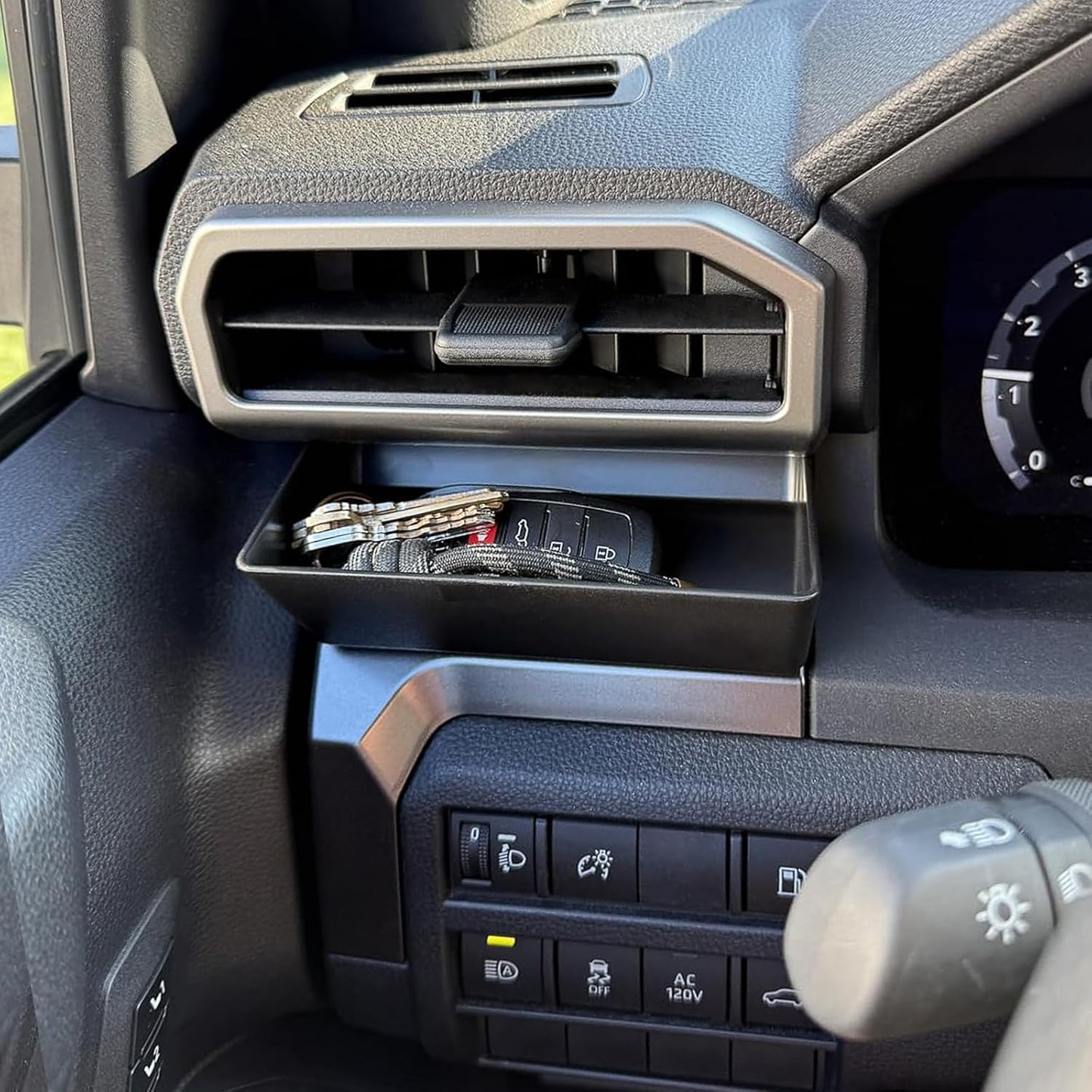 Driver's Air Vent Storage Tray Compatible with 2024 2025 2026 Toyota Tacoma and 2025 2026 Toyota 4Runner Accessories Driver's Side Extra Storage Organizer for Key Coin Card (Upgrade, No need for tape)
