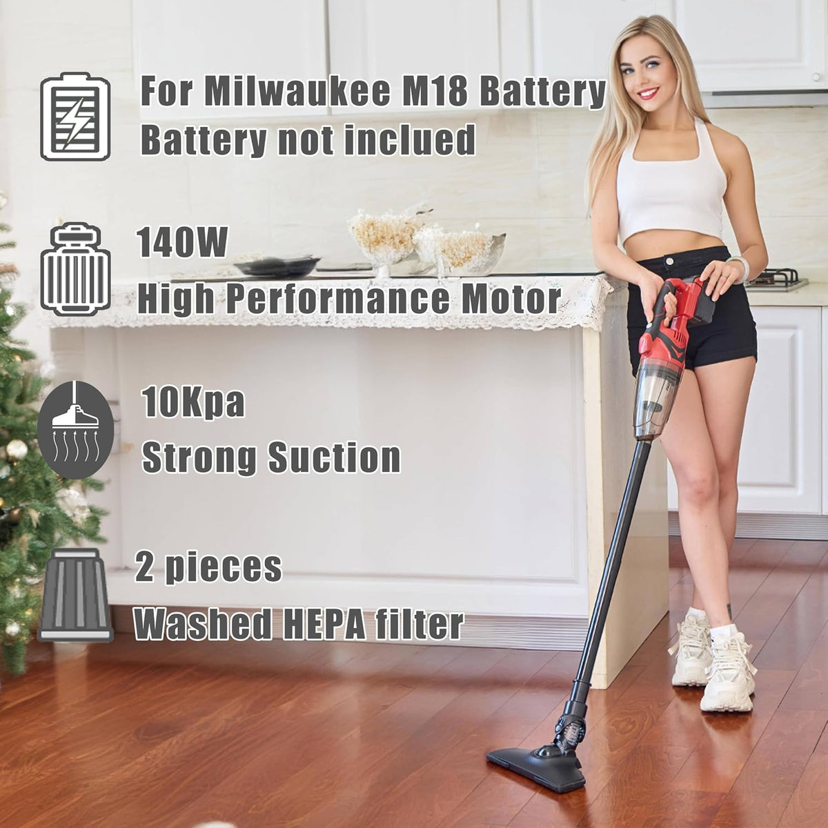 Cordless Handheld Vacuum Cleaner for Milwaukee M18 Battery,No Battery