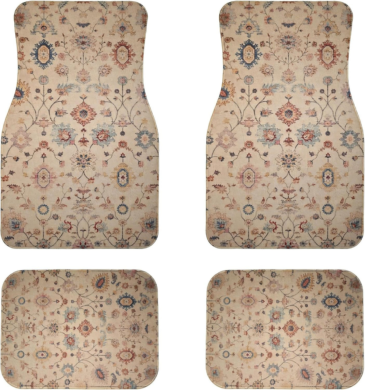 William Morris Car Floor Mats Universal Black Floral Set