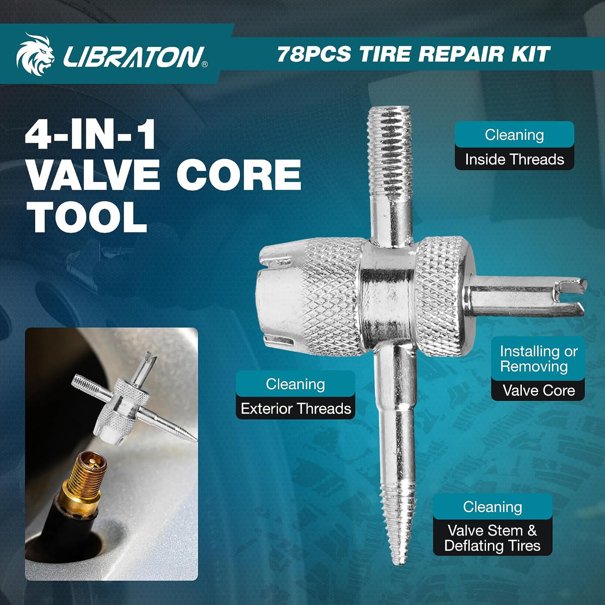 LIBRATON Tire Plug Kit, 78PCS Tire Repair Kit, Professional Tire Patch Kit
