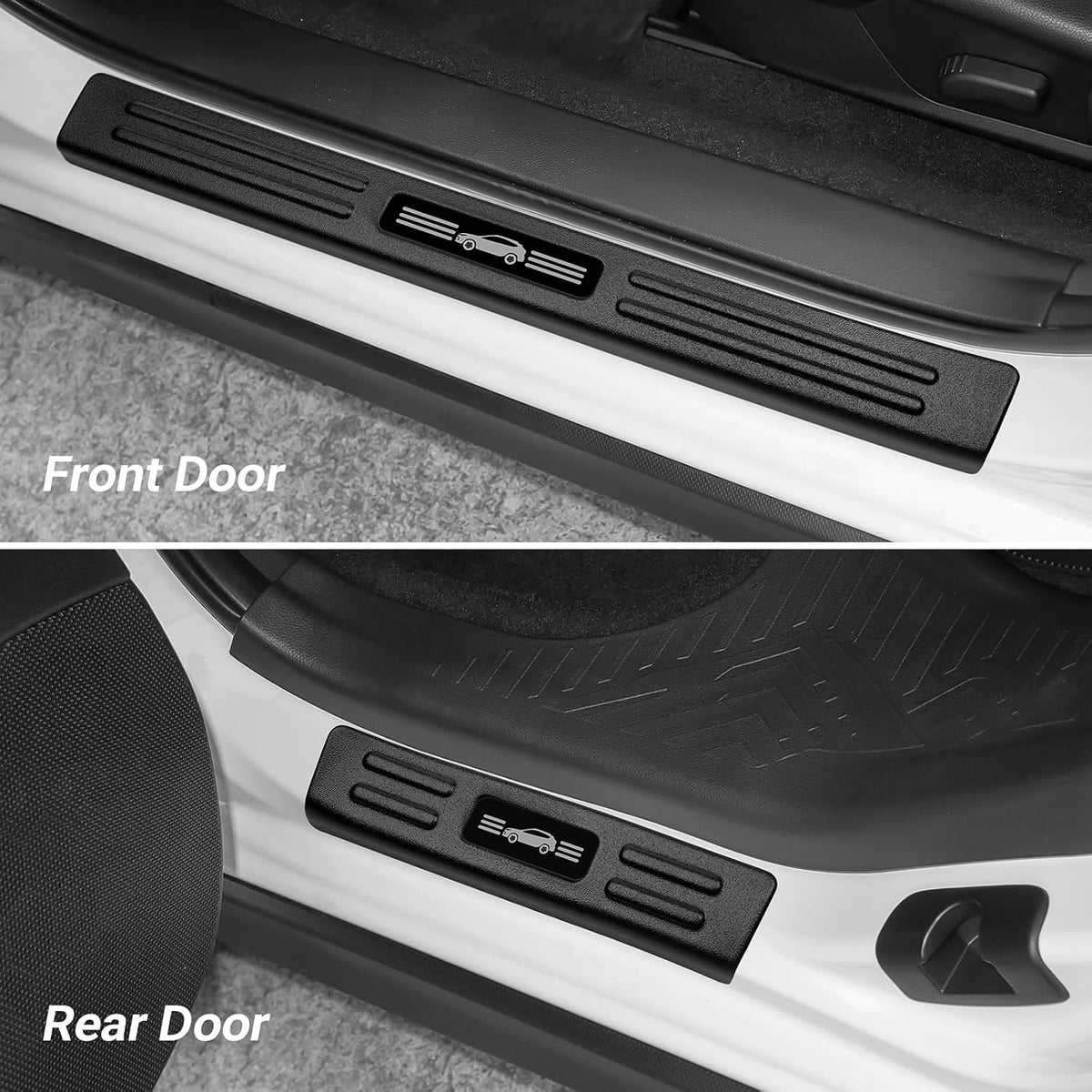 4PCS Door Sill Protector Compatible with Subaru 2024-2026 Crosstrek Impreza Accessories Matte Black ABS Plastic Material Automobile Door Entry Guards