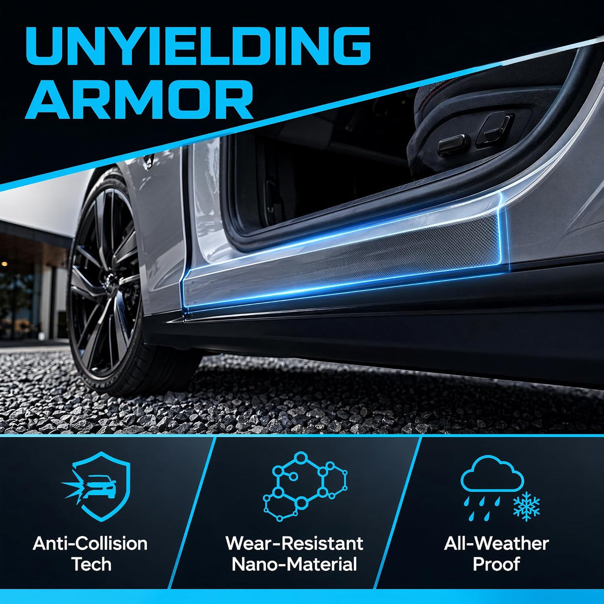 Clear Car Door Sill Protector, Anti-Scratch Paint Protection Film (PPF) Tape, Universal Wear-Resistant Strip for Door Edge Guards
