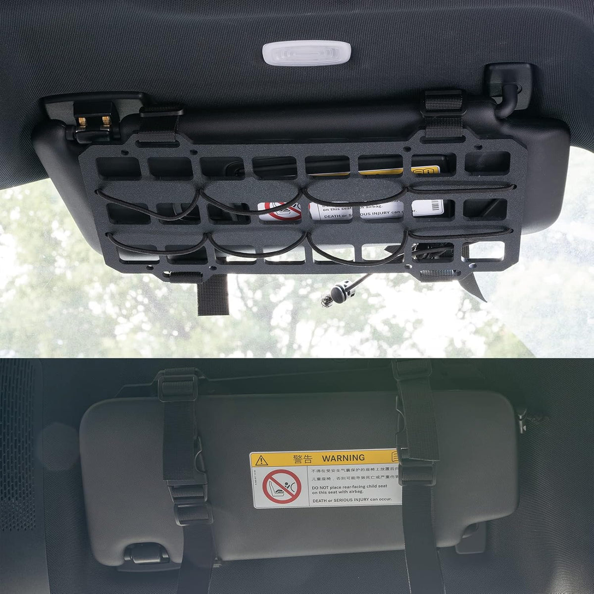 2 Pcs Vehicle Molle Panel Tactical Visor Organizer for Car Visor/Headrest/Seat Back, Gear Holder and Accessories Pouches for EDC Tools