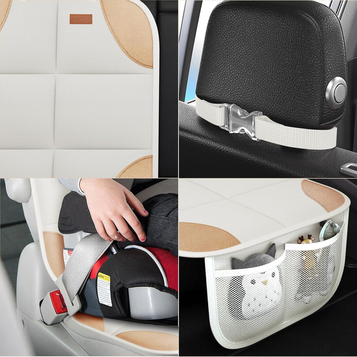 SMART ELF 2 Pack in Gift Box Car Seat Protector (Beige Brown)