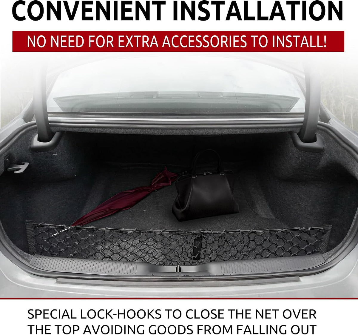 Envelope Style Trunk Mesh Cargo Net for Dodge Charger 2011-2024 - Car Accessories - Premium Trunk Organizers and Storage - Cargo Net for Sedan - Vehicle Carrier Organizer for Dodge Charger