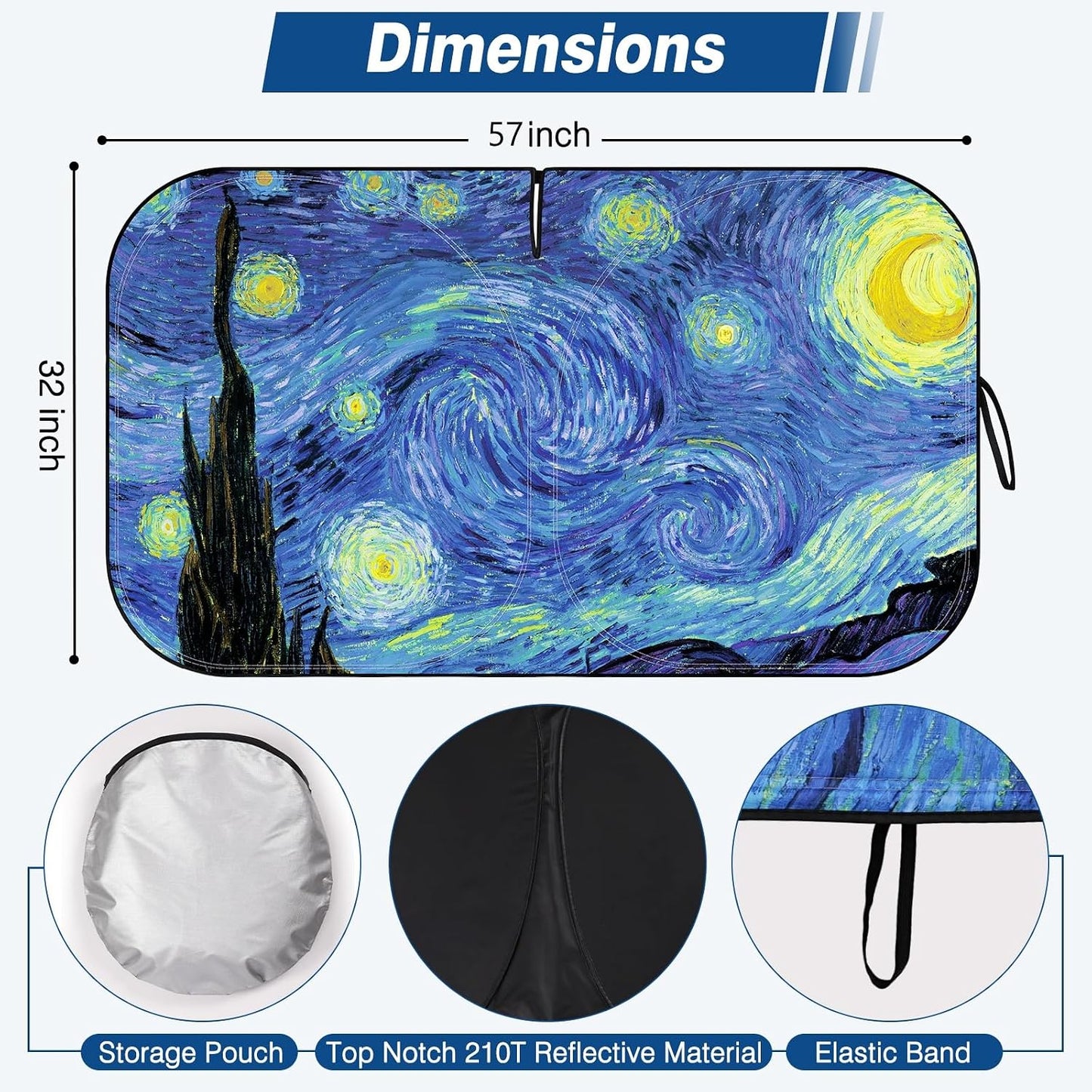 Car Windshield Sun Shade, Foldable Front Window Sunshade Blocks UV Rays, Keep Car Interior Cool, Universal Fit for Hatchback, Truck, SUV, MPV