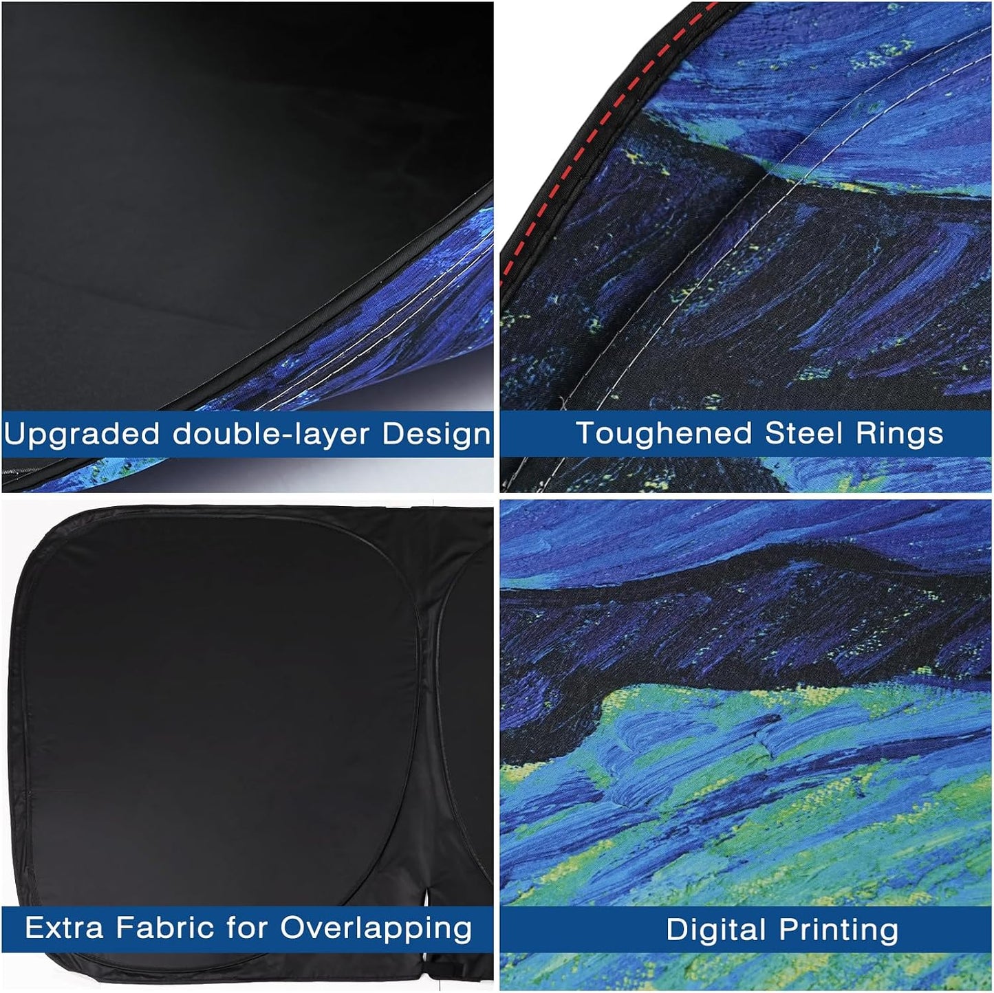 Car Windshield Sun Shade, Foldable Front Window Sunshade Blocks UV Rays, Keep Car Interior Cool, Universal Fit for Hatchback, Truck, SUV, MPV