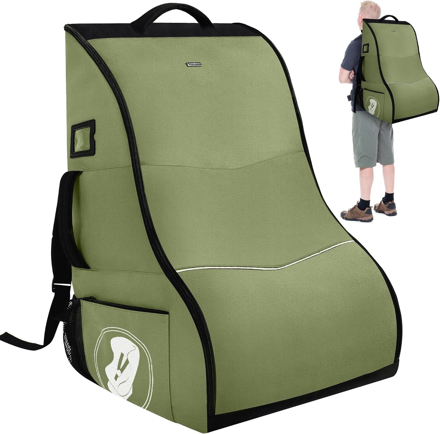 Car Seat Travel Bag for Airplane – Waterproof Heavy Duty Carseat Backpack for Gate Check or Airport Travel – Fits Infant, Convertible & Booster Seats, Army Green