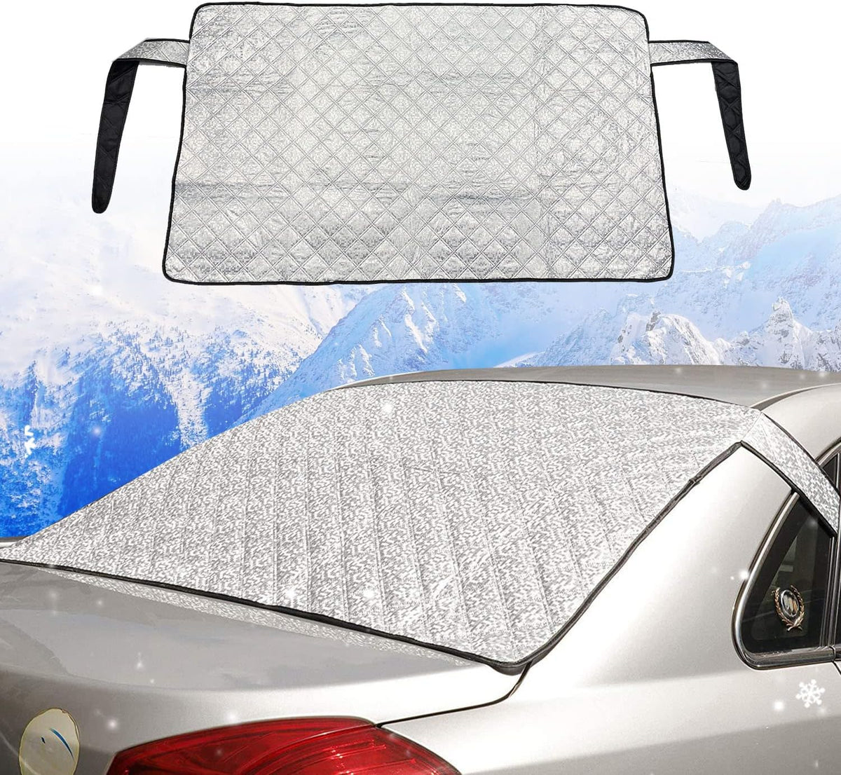 jeseny Pack-1 Rear Windshield Snow Cover, Back Window Frost Cover Offers Complete Protection from Snow, Ice and Other Winter Debris, Fits for Most SUVs/Vans (Silver#XD006/55"*31.5")