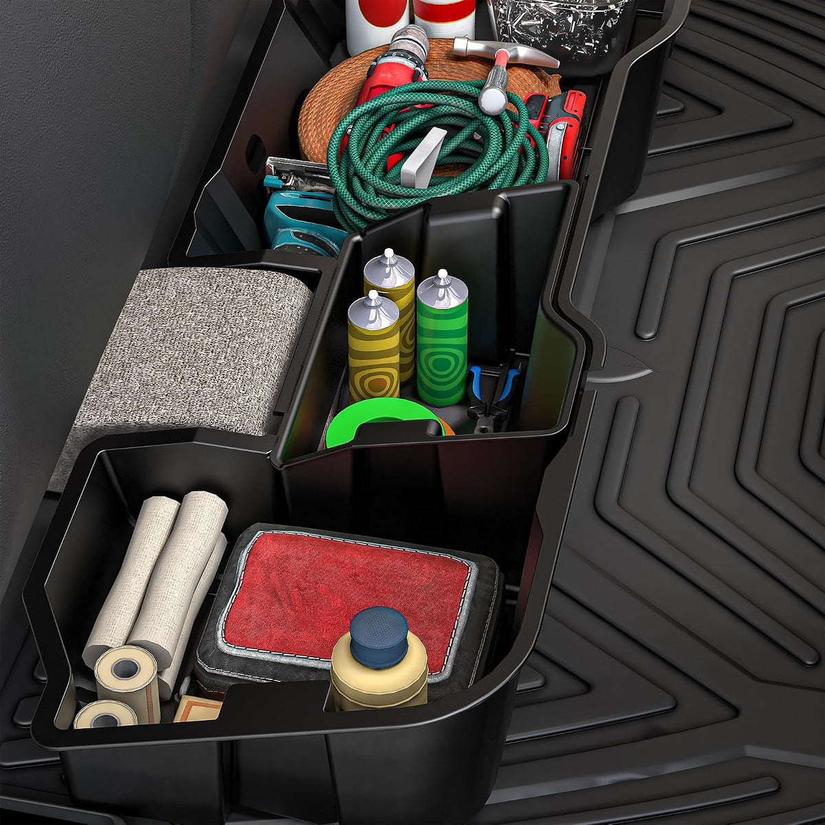 OEDRO Under Seat Storage Box Fit 2019-2026 Chevy Silverado/GMC Sierra 1500