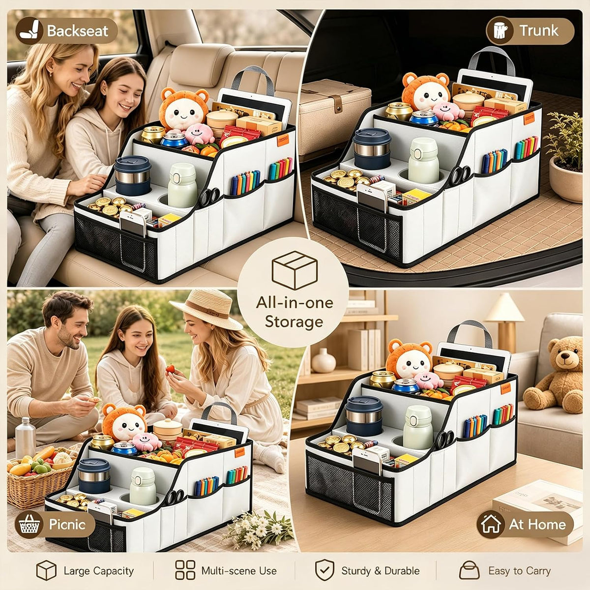 Car Seat Organizer Back Front Captains Seats Storage Travel