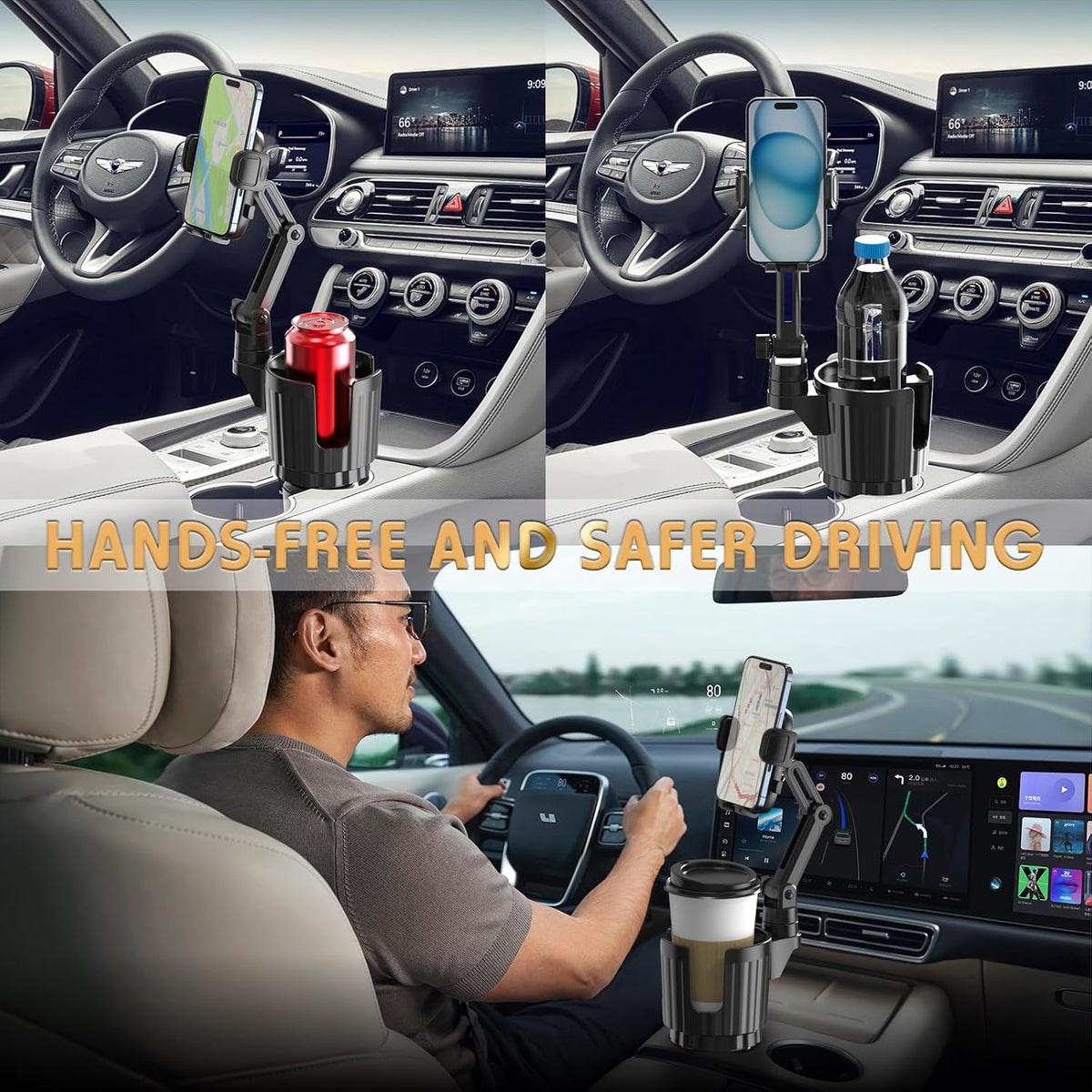 Phone Holders for Your Car, 2 in 1 Universal Stable Cup Car Phone Holder