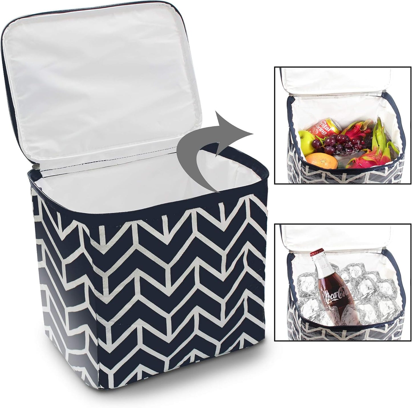 Orionstar Trunk Organizer, Foldable Car Storage Bag Insulation Cooler Bag | Collapsible Vehicle Organizer Divider Storage Totes with 3 Compartment Cargo Tote for SUV, Navy Blue