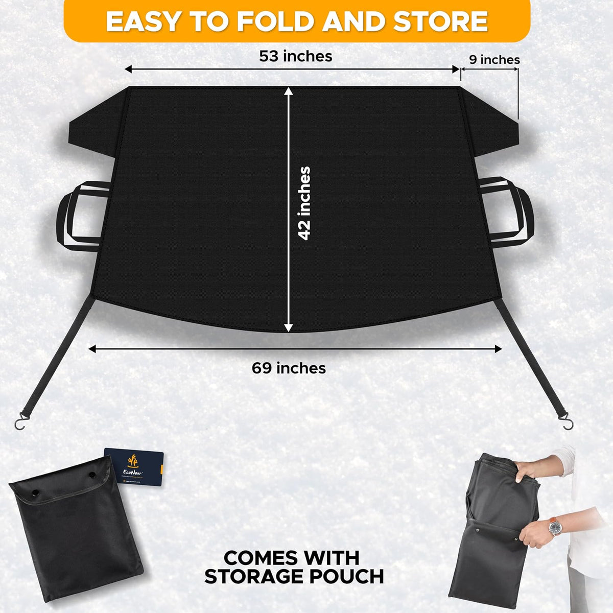 EcoNour Side Mirror Covers (2-Pack) | 210D Oxford Fabric | Side Mirror Winter Protection Cover for Snow and Ice | Universal Fit for Cars, SUVs, Trucks