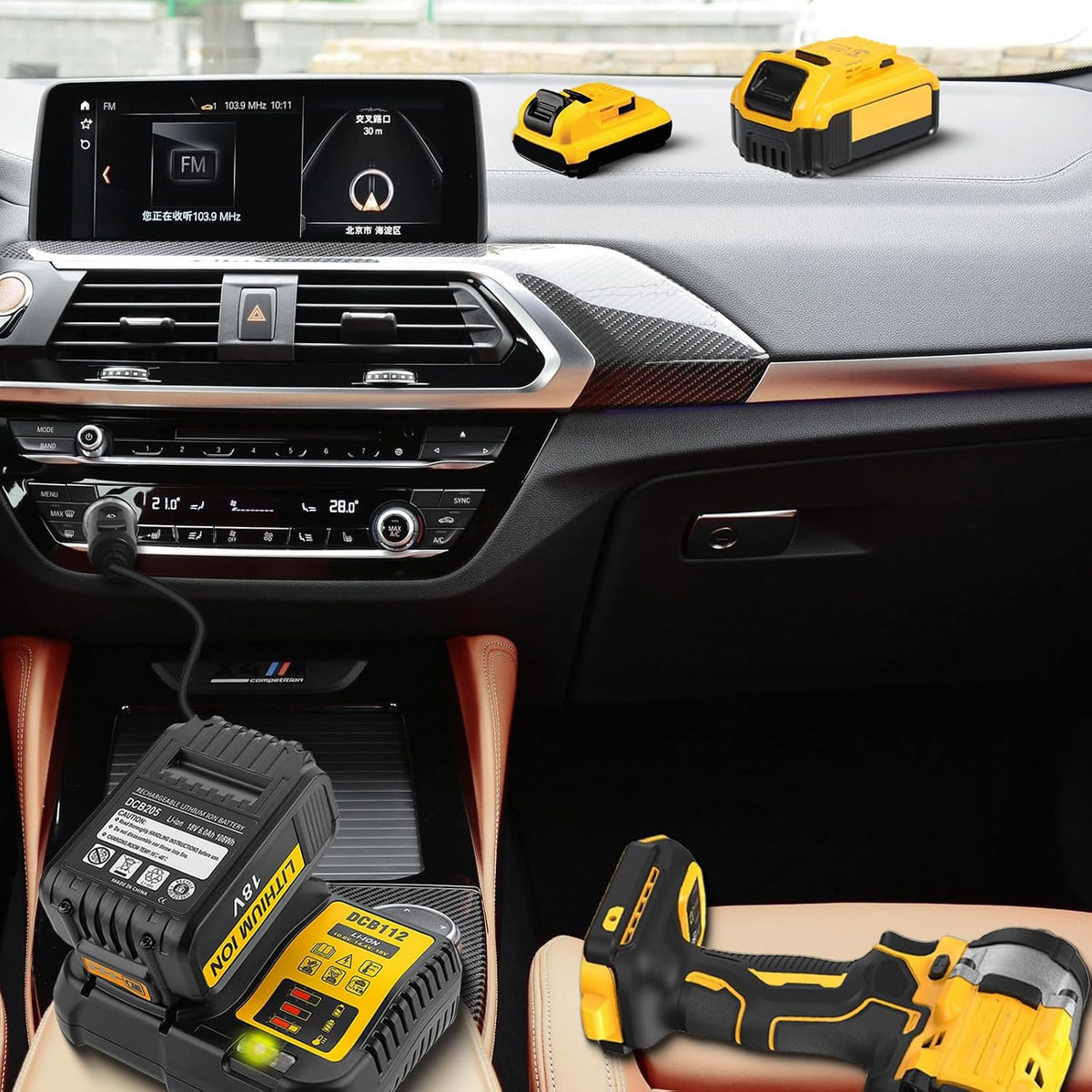 DCB112 for Dewalt Battery Car Charger, Replace for Dewalt 12V 20V and 60V Max Battery use on Car, Charging Input 12V/24V Cigarette Lighter Plug
