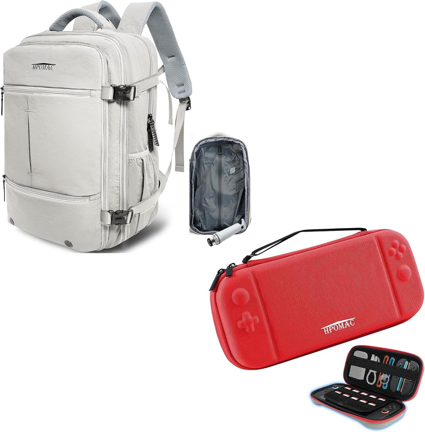 Vacuum Compression Backpack, Carry-On Size Travel Backpack with Vacuum System and Pump & Nintendo Switch 2 Carrying Case, Slim Hard Shell Travel Case