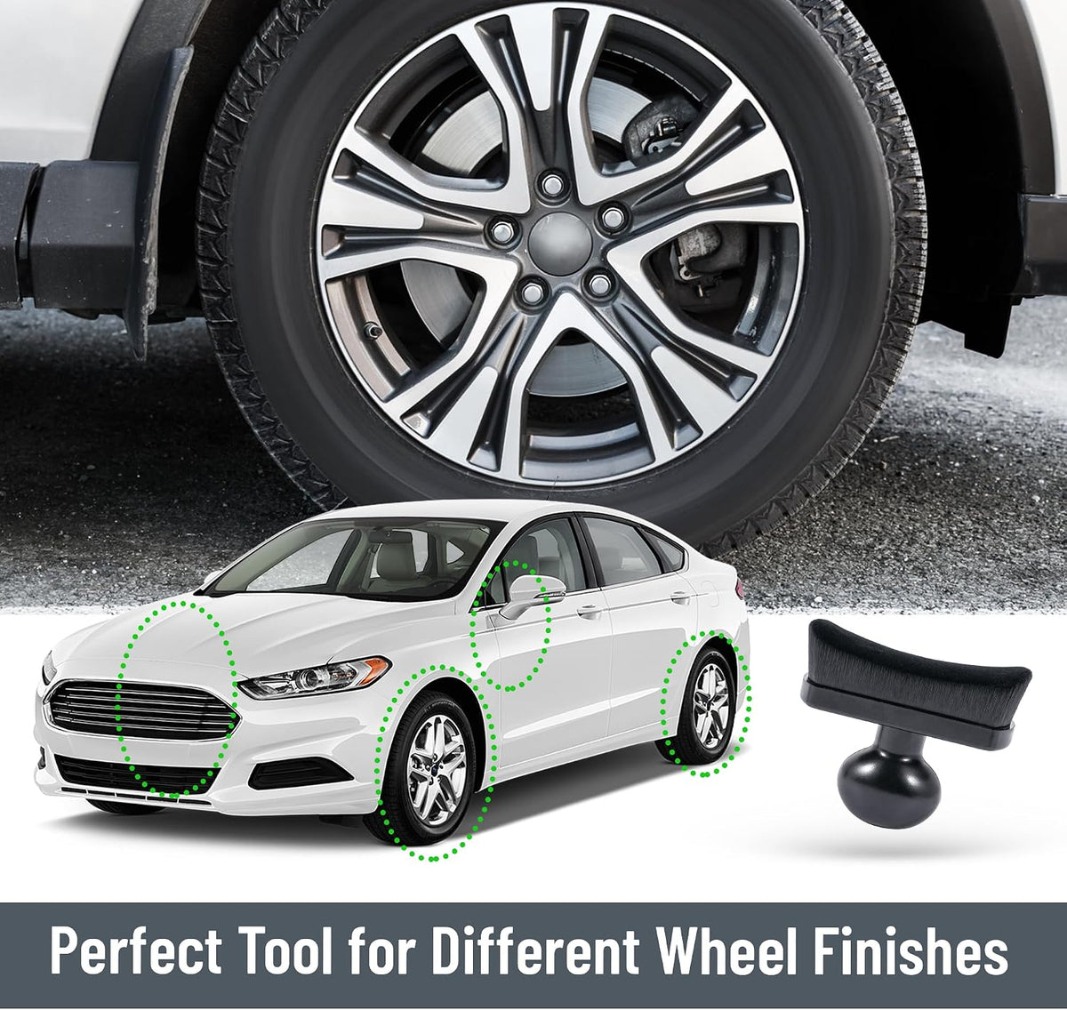 Car Tire Shine Applicator,Vegan Tire Shine Applicator with Curved Brush Head - Large Automotive Tire Dressing Applicator Brush with Storage Stand for Tire Detailing, 3.6 Inch Length -2pcs (Black)