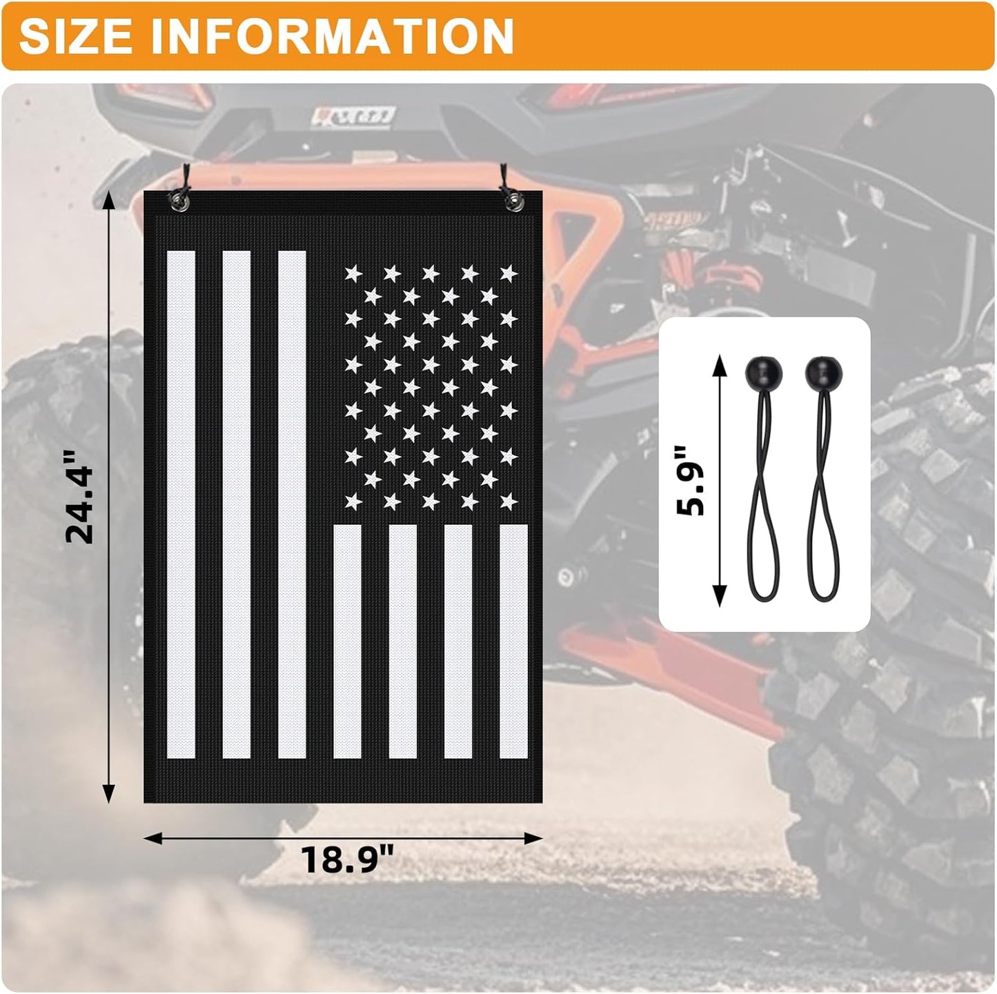 [Heavy-Duty] UTV Rear Trash Mesh Organizer & Trash Bag | Hose-Down Washable Design for Muddy Tow Straps, Wet Gear & Cans | Universal Fit for Polaris RZR, Can-Am X3, Yamaha (American Flag Edition)