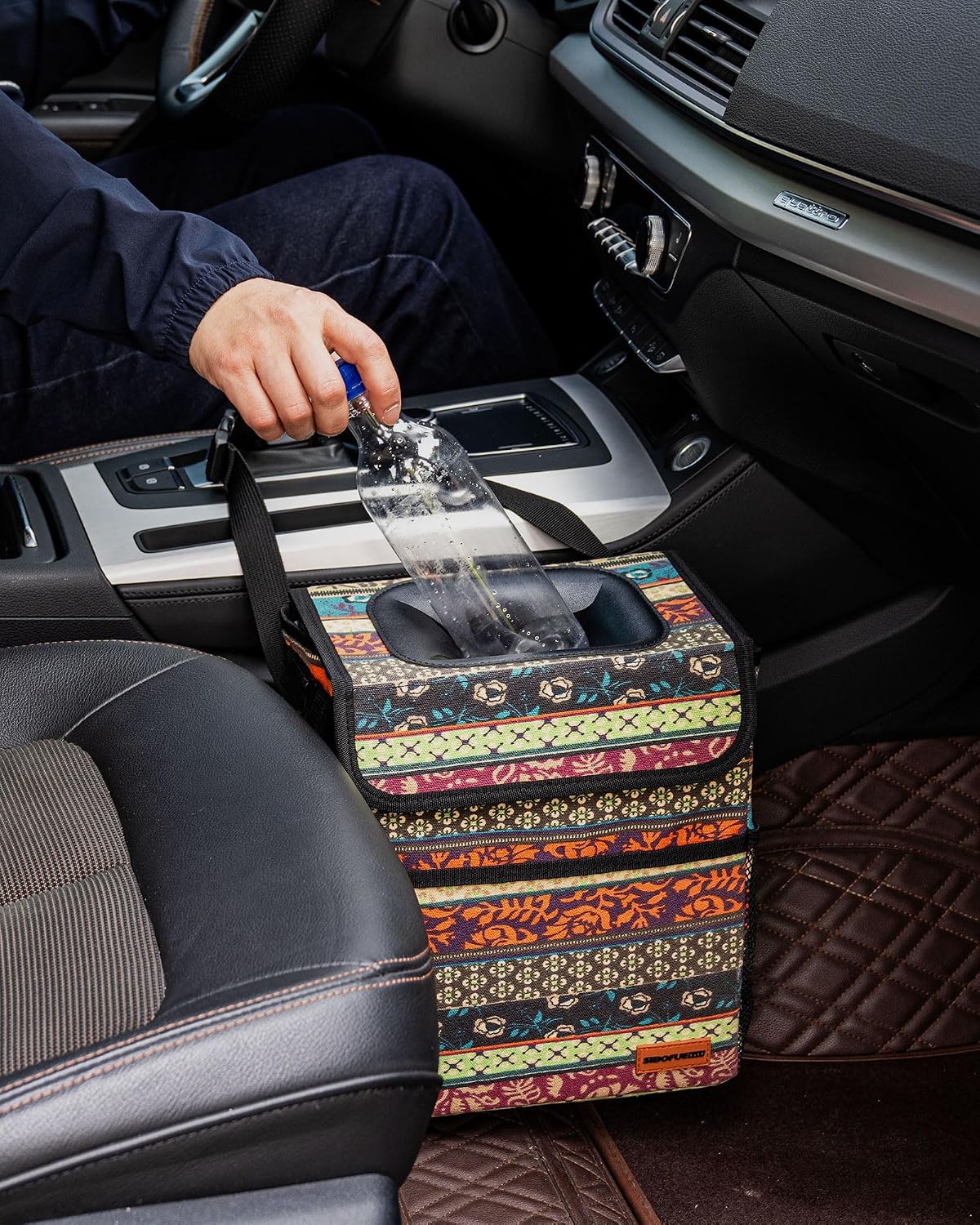 SIBOFUEGO Car Trash Can, Multipurpose Organizer, Leak-Proof Liner, 2 Gallon