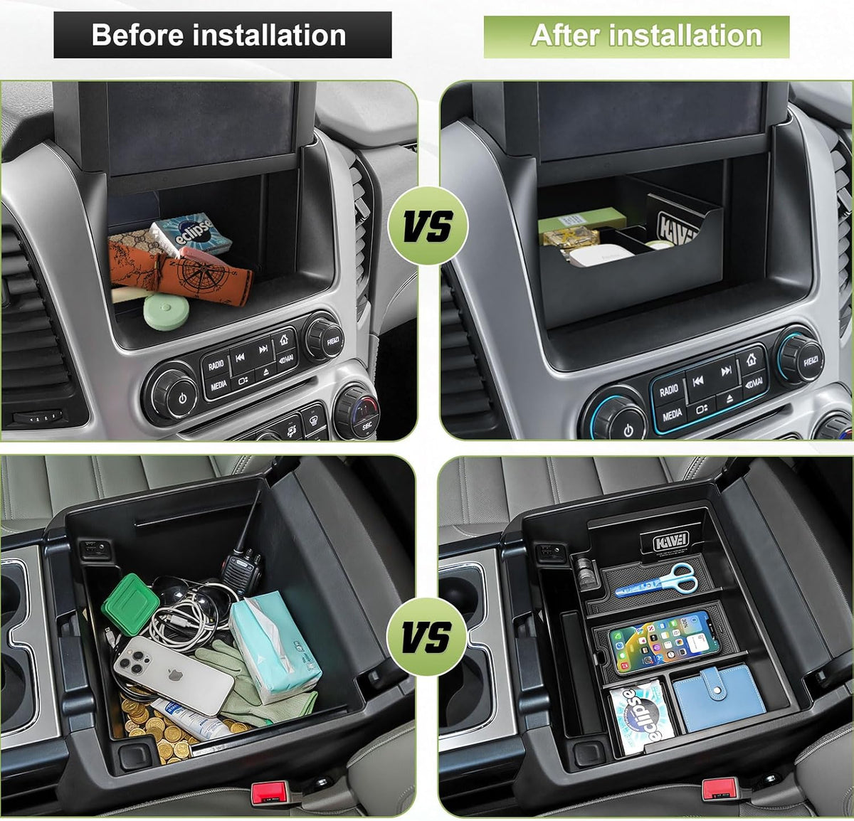 Console Organizer Set for 2015-2020 GMC Yukon & Chevrolet Tahoe Suburban