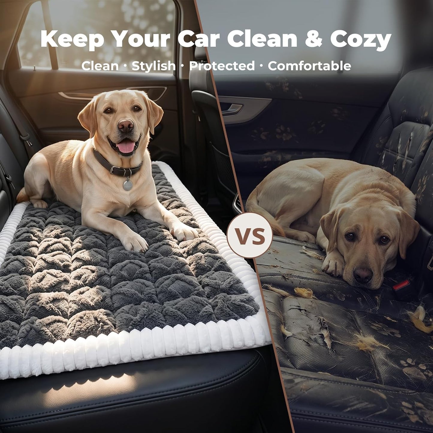 Avont Dog Bed for Car Back Seat, 2026 New Backseat Pet Bed Mat | 52.3"x23.6" Back Seat Pet Cover for Dogs Machine Washable Non-Slip Thick Plush Travel Mat for SUVs Trucks Camping - Dark Grey