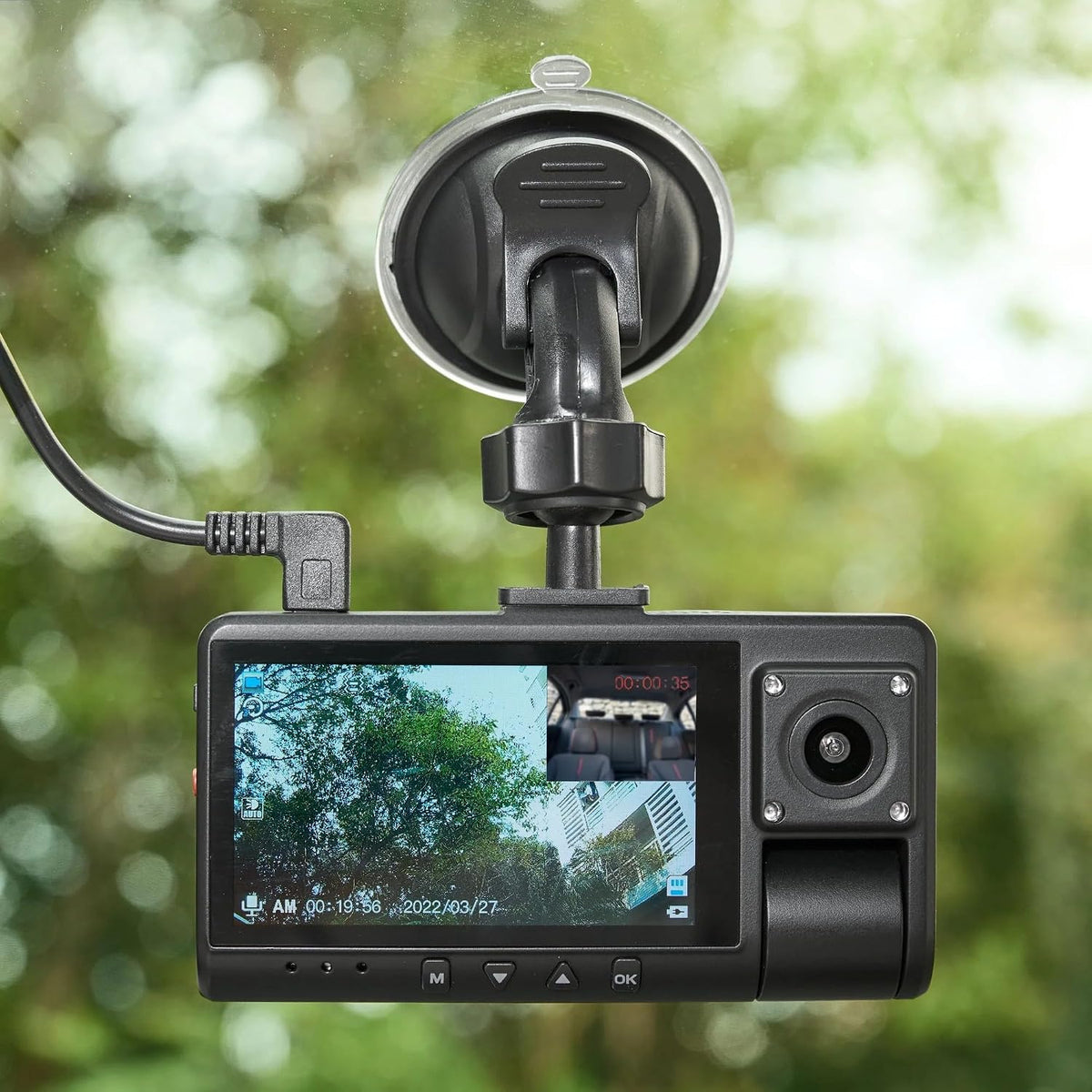 Dual Dash Cam with Ultra-Wide Angle Lens, 3" LCD Screen, Front 1080P Wide Angle Camera with 16GB SD Card, Supports 128GB max, Built in G-Sensor (Renewed)