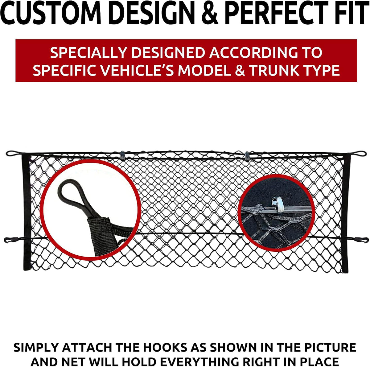 Envelope Style Automotive Elastic Trunk Mesh Cargo Net for Lincoln Navigator 2018-2026 - Premium Trunk Organizer and Storage - Luggage Net for SUV- Best Car Organizer for Ford Expedition