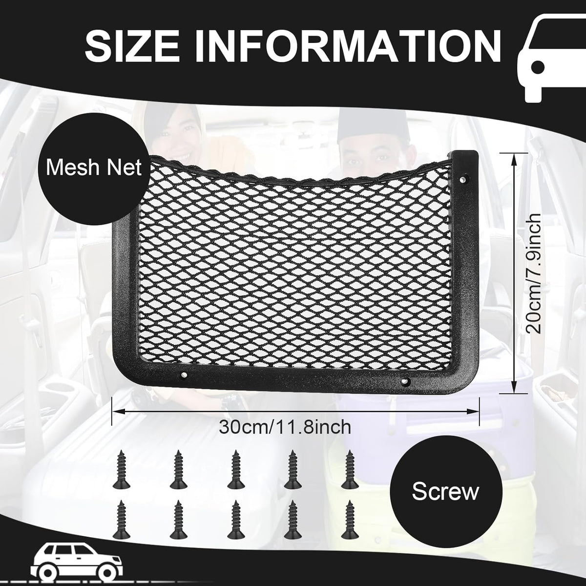 Frienda 4 Pcs Bungee Net Pocket Framed Mesh Car Boat RV,12 X 8 Inch