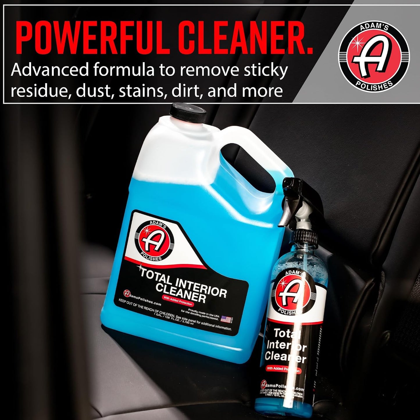 Adam's Polishes Interior Cleaner & Protectant (16oz) (2-Pack), Quick Detailer & SiO2 Protection, Ceramic Infused UV Protection, Anti-Static, For Leather, Vinyl, Plastics, Glass