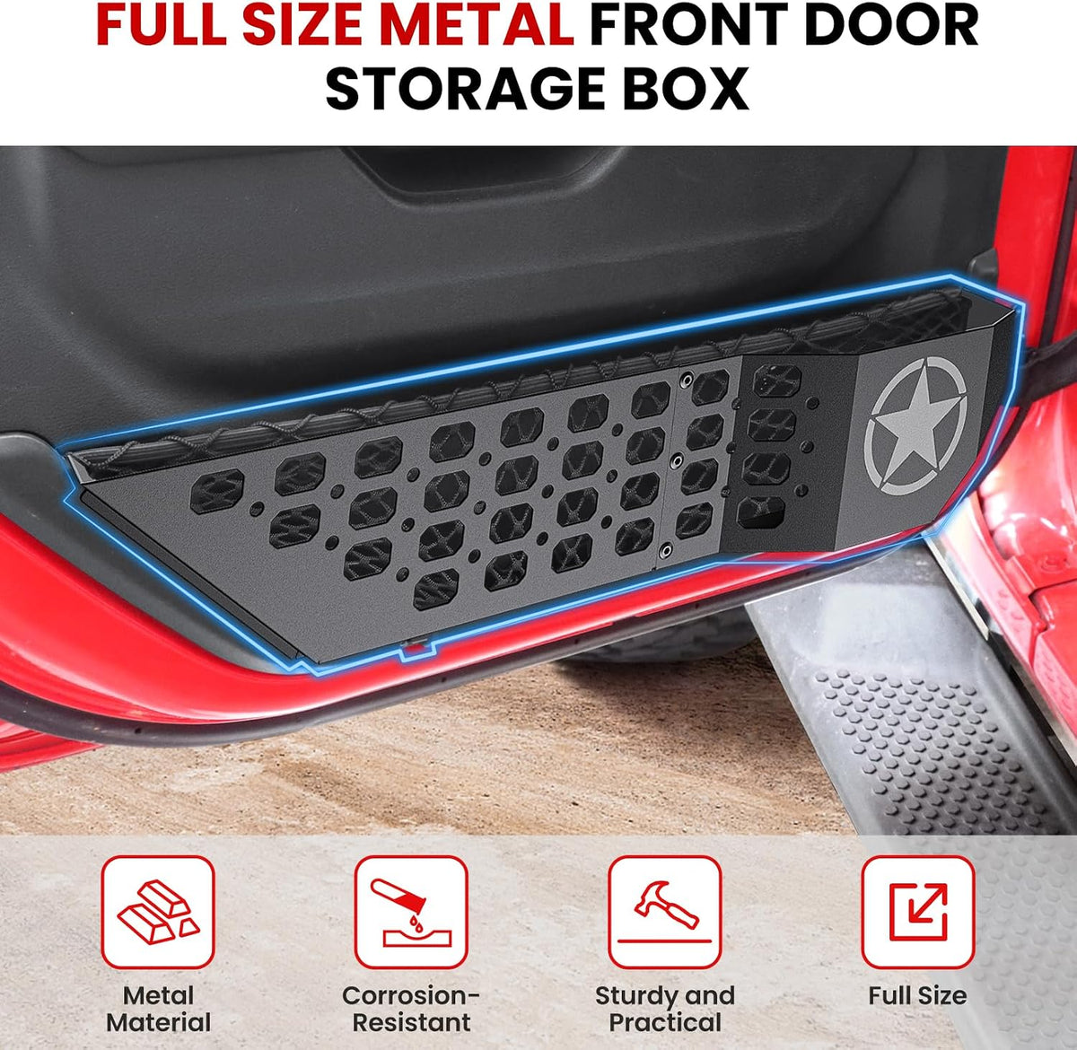 DIAMOOKY Metal Front Door Pocket Storage for Jeep Wrangler JL JLU 2018-2026