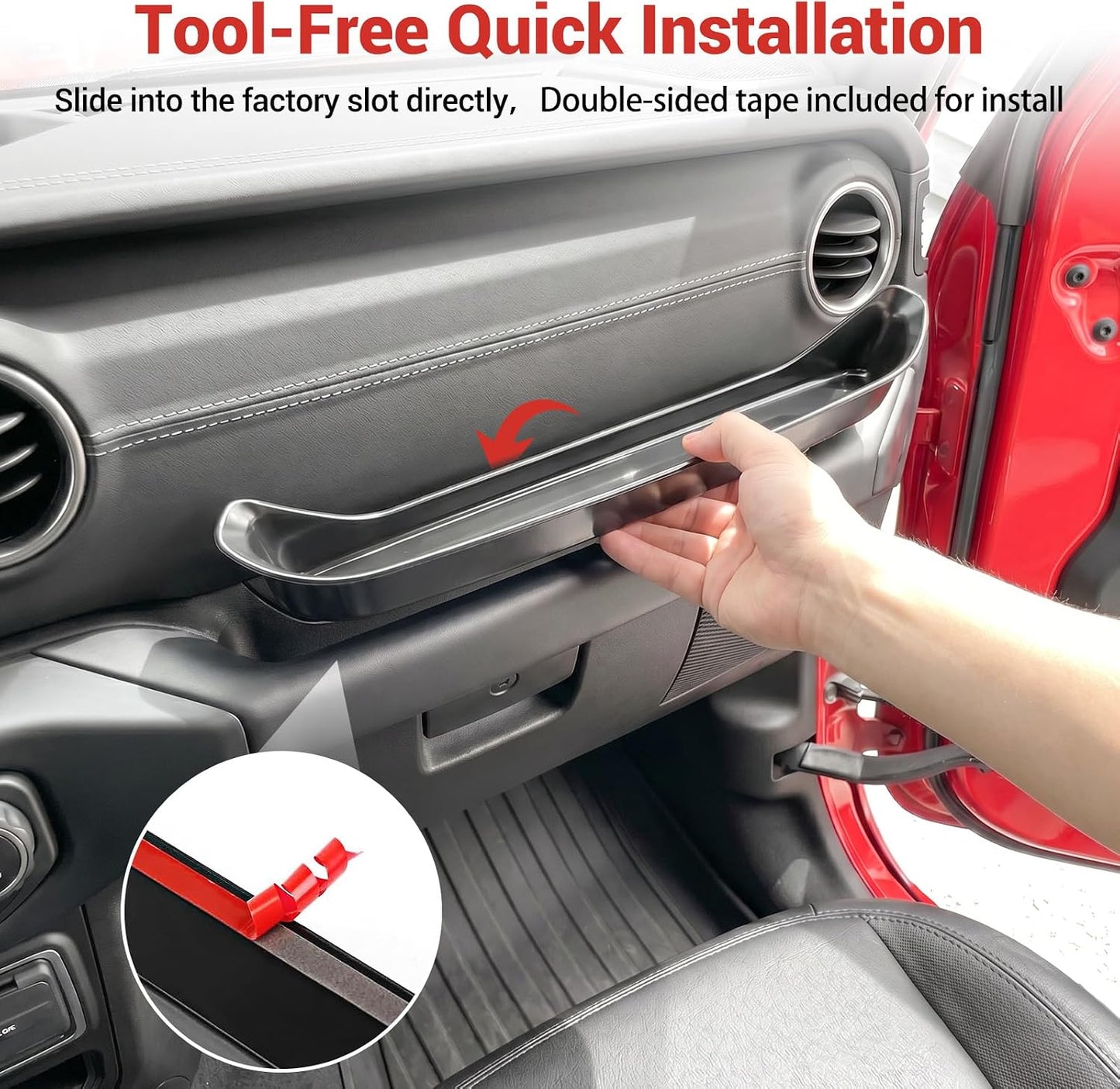Grab Bar Tray Fit for 2018-2023 Jeep Wrangler JL JLU 4XE/Gladiator JT Storage Bin Handle Organizer Grab Handle Box Passenger Side Grabtray for Wrangler&Gladiator Accessories(18-23 Grab Bar Tray)