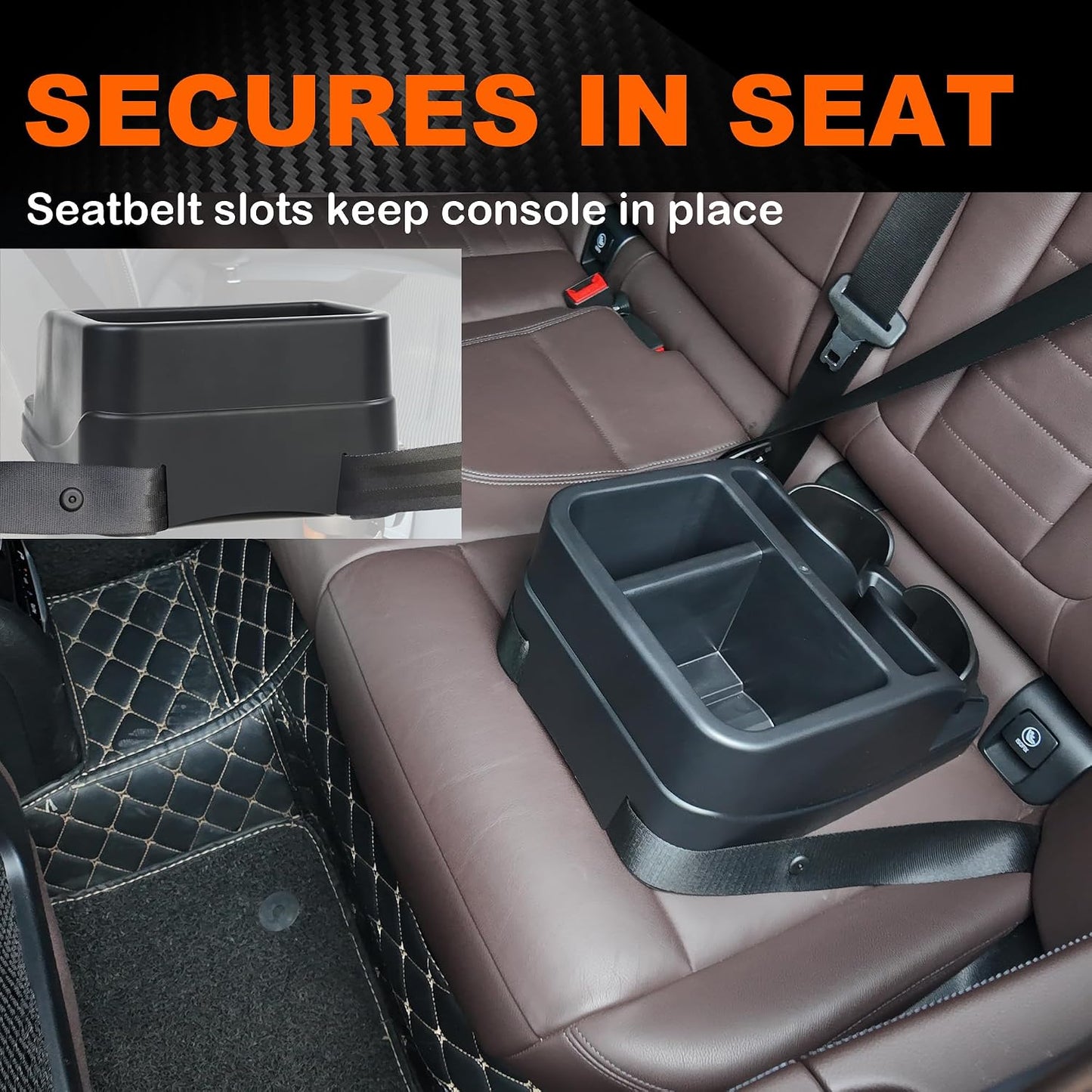 Universal Center Console Organizer for Truck Bench Seat & SUV, Truck Floor Console with Expandable Cup Holders, Fits Silverado Minivan, Stable Transmission Hump Storage Box for Car Backseat (Black)