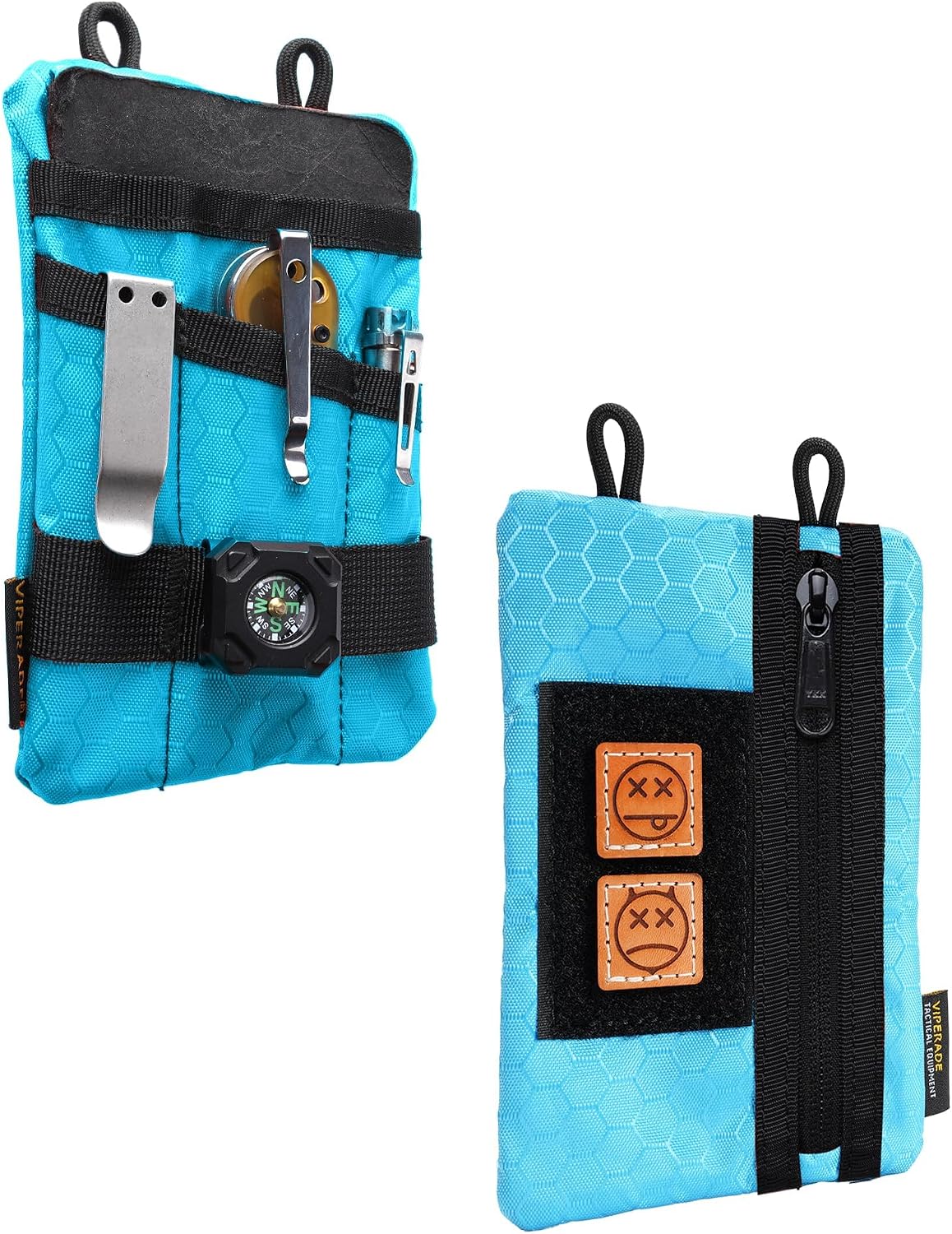 VIPERADE VE1-P Pocket Organizer, EDC Pocket Organizer Men, EDC Organizer Pouch Tool Pouch with 5 Tool Storage EDC Pouch for Flashlight, Pocket Knife, Tactical Pen, EDC Gear (Orange)