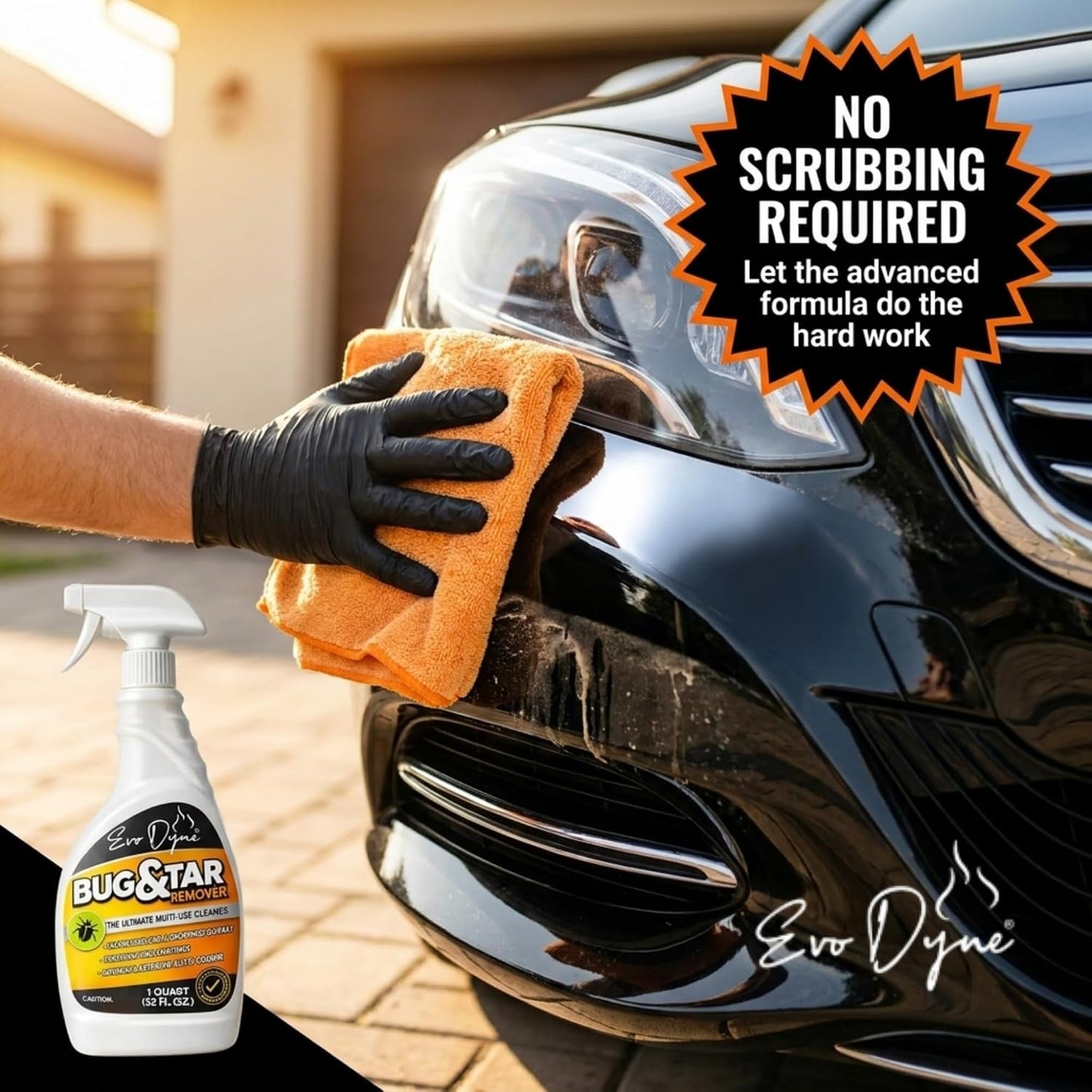 Evo Dyne Bug Remover for Car Detailing (32 fl oz Per Bottle), Made in the USA - Car Interior Cleaner Removes Tar, Droppings, Guts, Dirt, Grease | Ultimate Tree Sap Remover