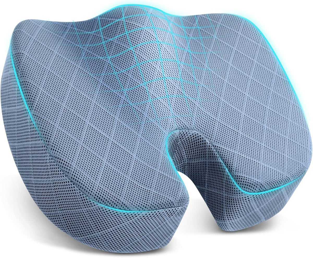TushGuard Memory Foam Office Chair Seat Cushion - Light Blue, XX-Large