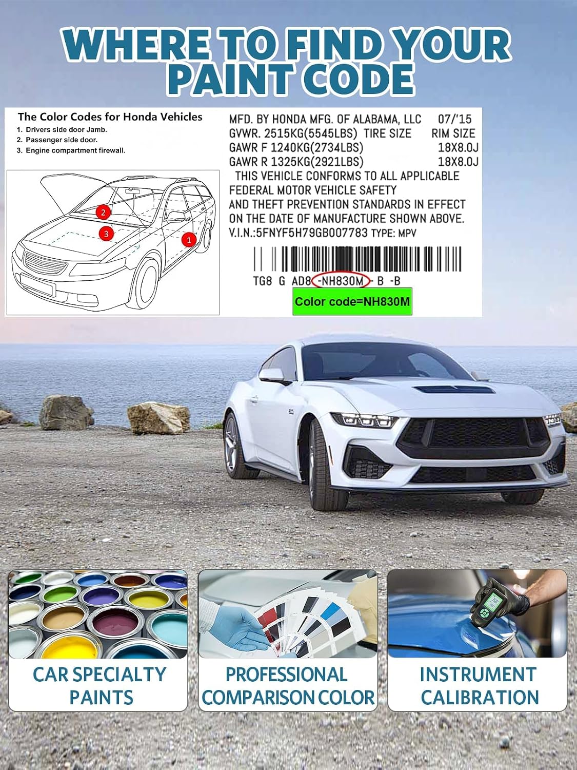 B-640M Canyon River Blue Metallic Car Touch Up Paint for Honda, Color Match Auto Paint Repair Pen,Professional Car Scratch Repair Remover Pen Quick Drying, Easy to Use and Fix