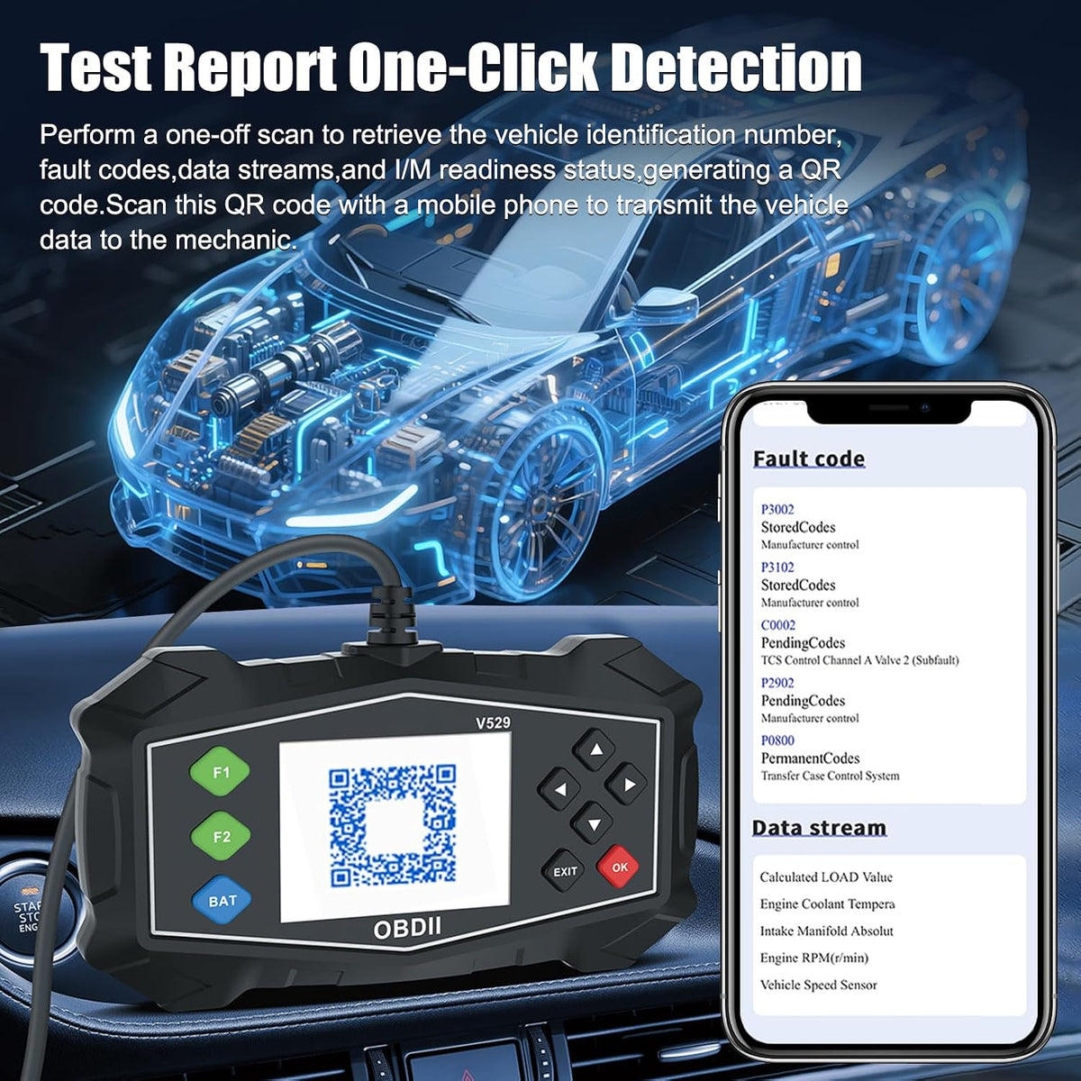 OBD2 Scanner Diagnostic Code Reader,Automotive OBD II Engine Light,Battery Tester,Mode 6, Mode 8 & I/M Readiness,OBDII Scan Tool for All OBDII Cars 1996+(OBDIIBlack)