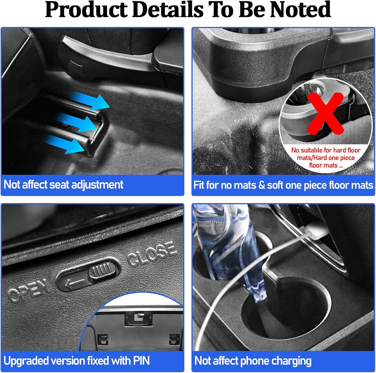 Removable Rear Cup Holder for Ford Bronco 2021 2022 2023 2024 2/4 Door Bronco Accessories,Upgrade Rear Seat Cup Holder Expander Insert Organizer Water Drink Holders for Interior Accessories