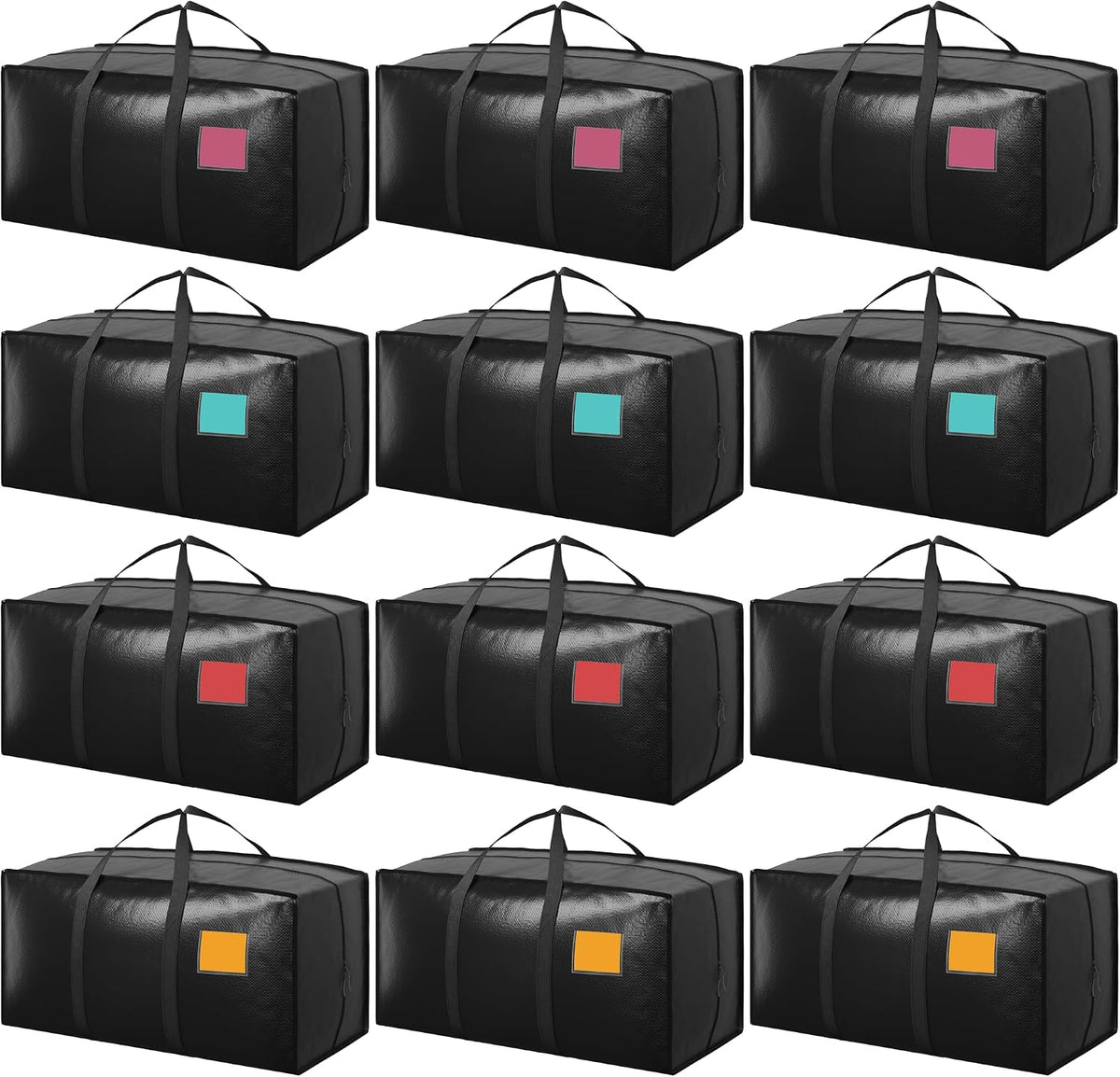12 Pack Moving Bags with Full-Open Side Zipper, Extra Large 93L Heavy Duty Waterproof Foldable Storage Totes for College Dorm, Moving & Home OrganizationDarkBlue