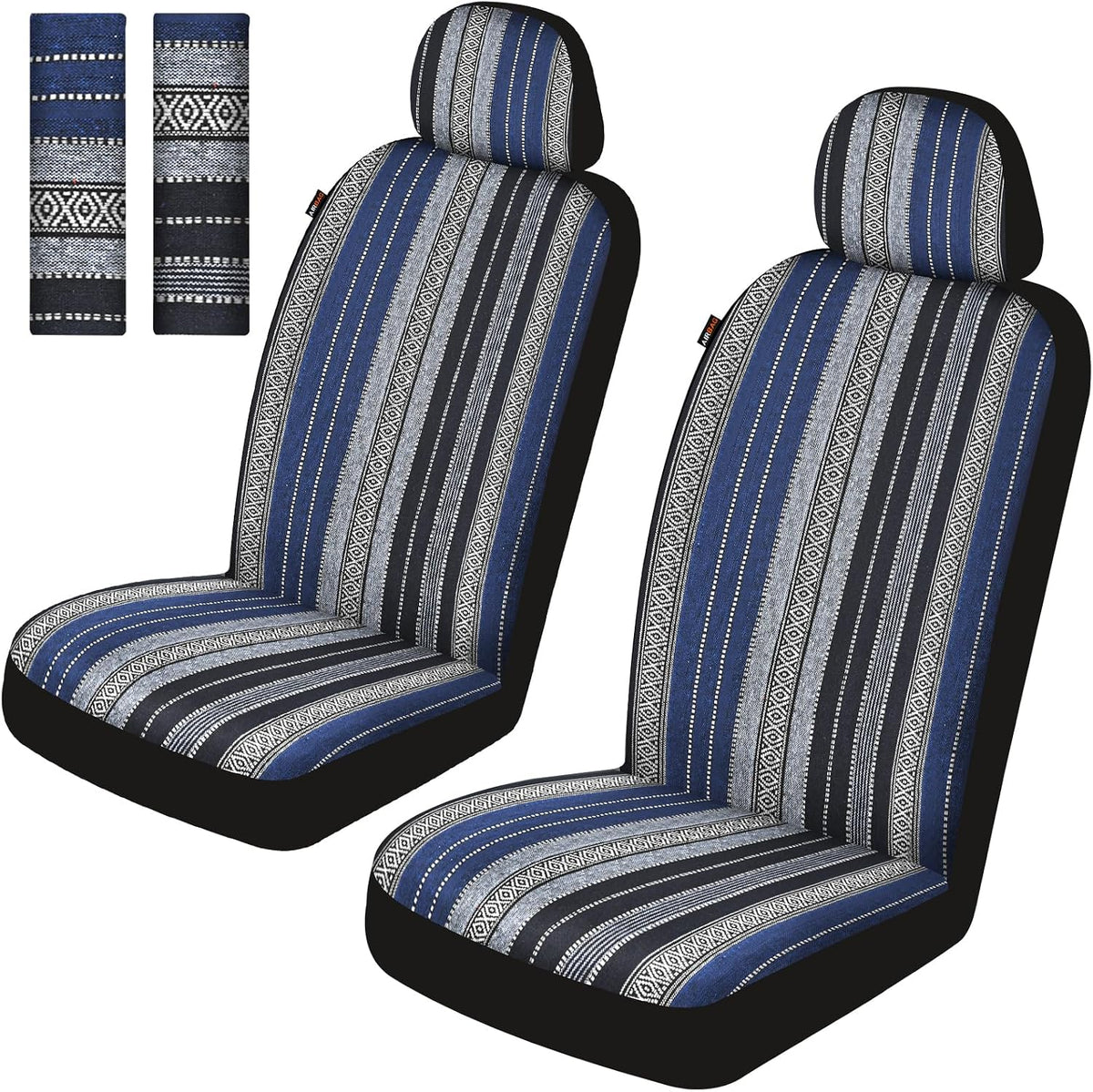 Baja Saddle Blanket Car Seat Covers Front Set 6PCS, Orange