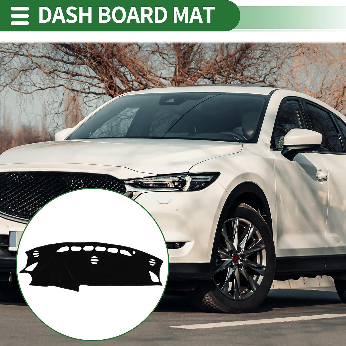 Motoforti Dash Cover, Non-Slip Dashboard Carpet Mat for Mazda CX-5 2012-2016, Polyester, Black