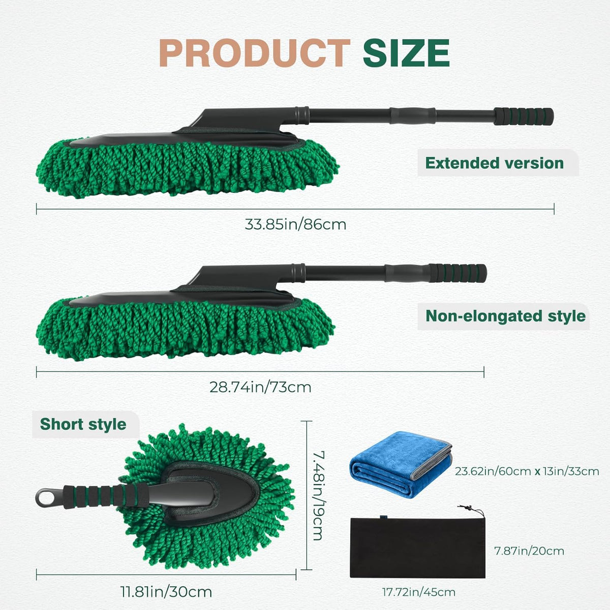 FLORICH Microfiber Car Duster Large Extendable Car Duster Exterior Scratch Free for Cars RV Truck Bike