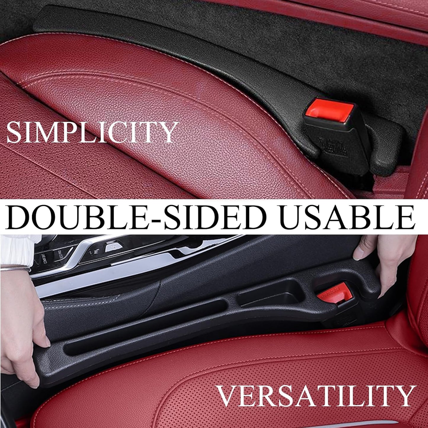 Pukonger Car Seat Gap Filler Compatible with Toyota Rav4 Accessories Seat Gap Plug Blocker with Storage Slot Organizer Non-Slip Car Cup Holder Coaster 2 Pack Black